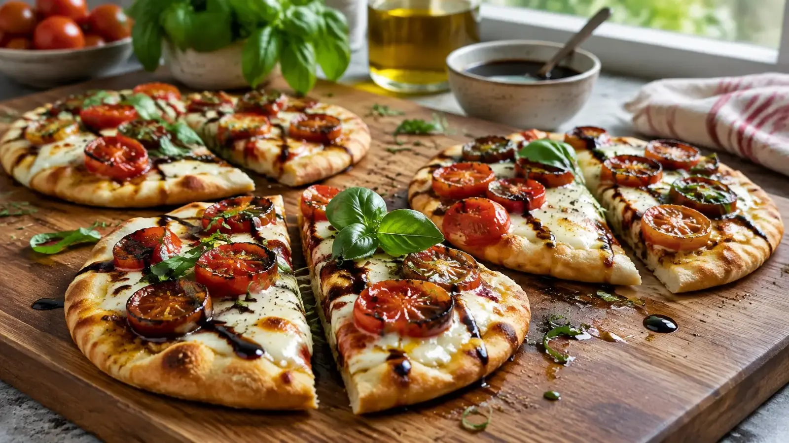 15-Minute Caprese Flatbread Pizzas