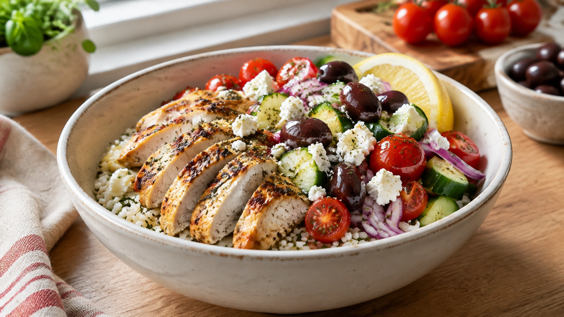 15-Minute Easy Healthy Greek Chicken Bowl