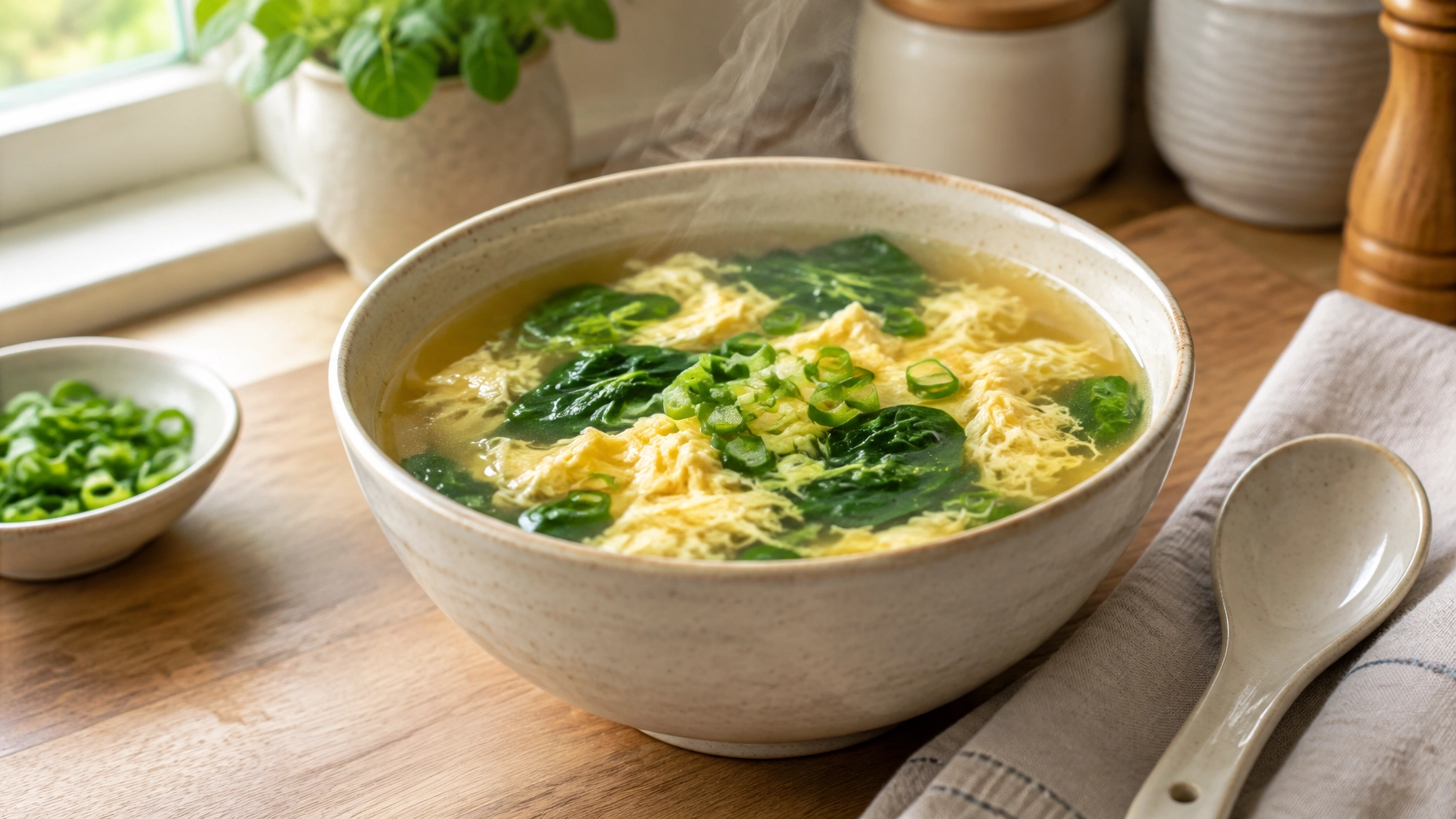 15-Minute Egg Drop Soup with Spinach