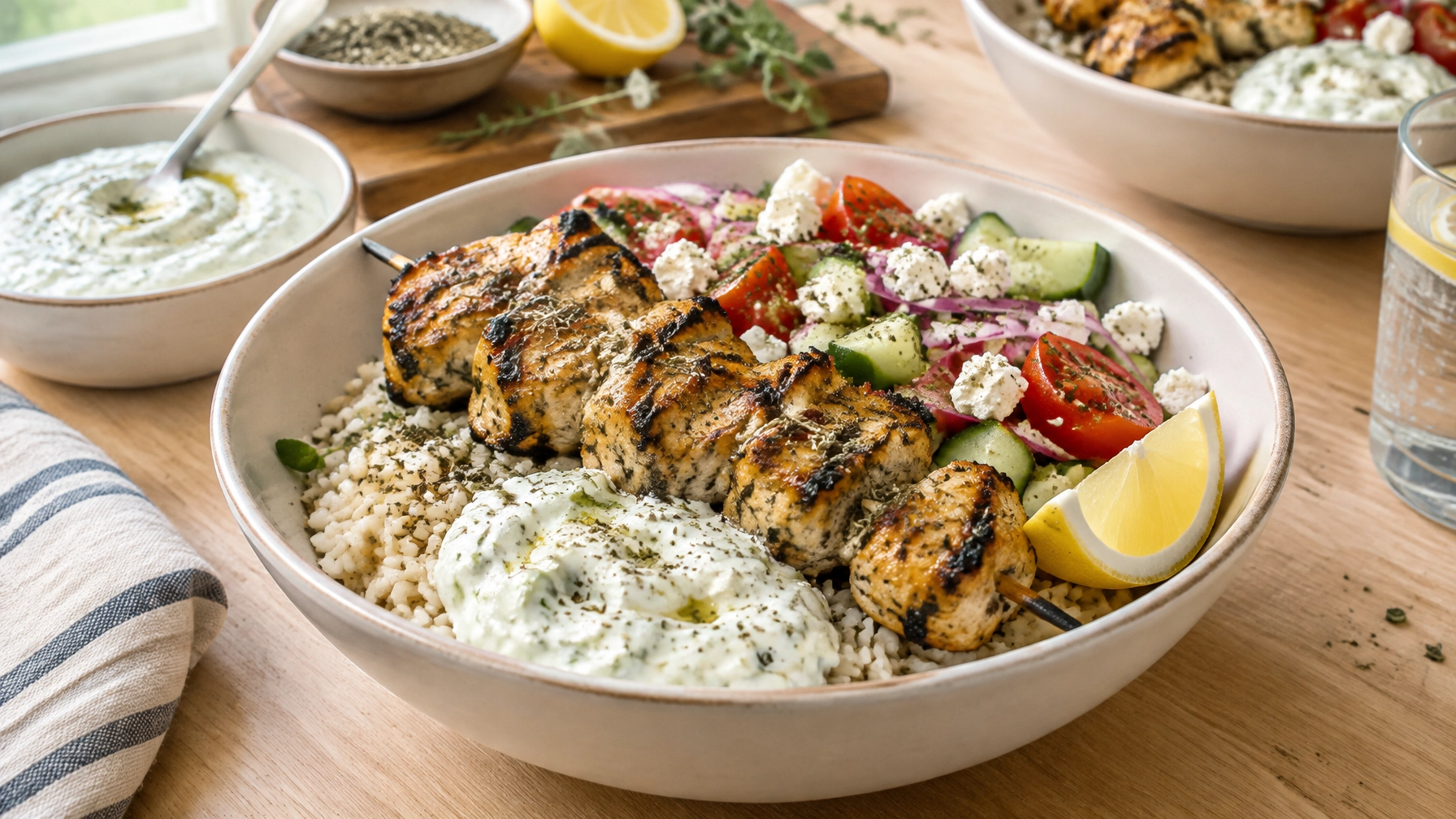 15-Minute Greek Chicken Souvlaki Bowls