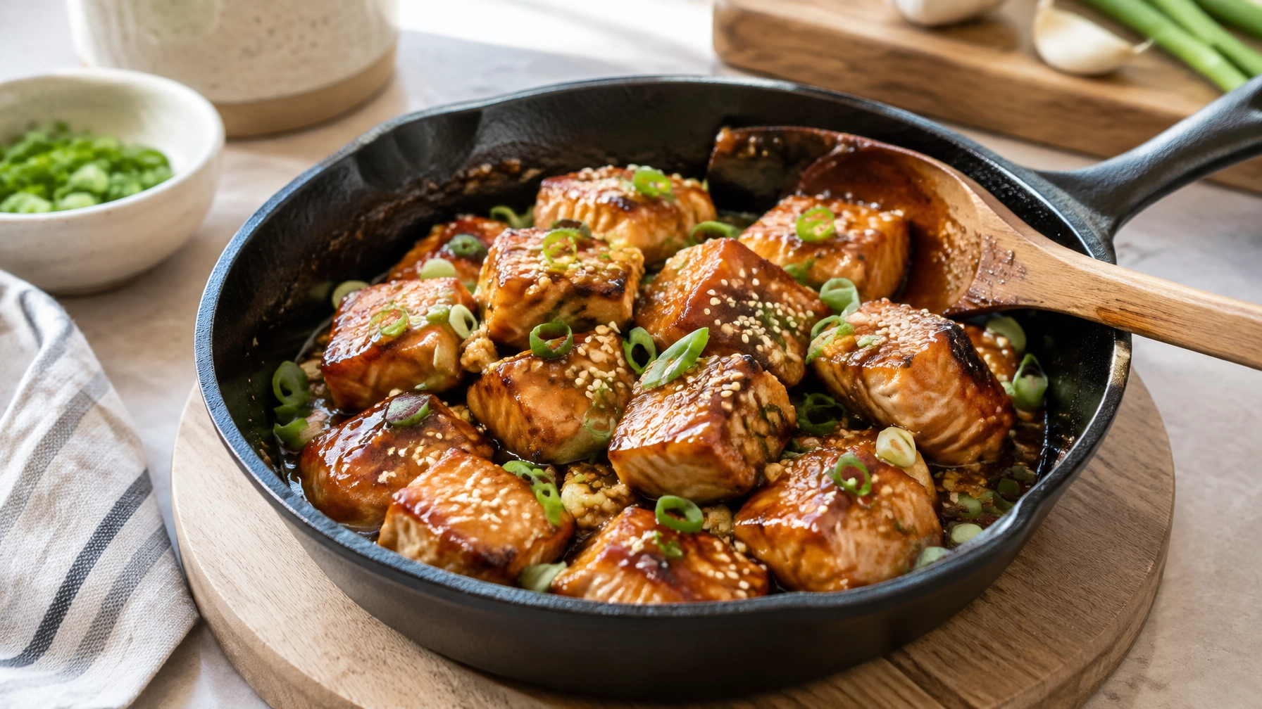 15-Minute Honey Garlic Salmon Bites