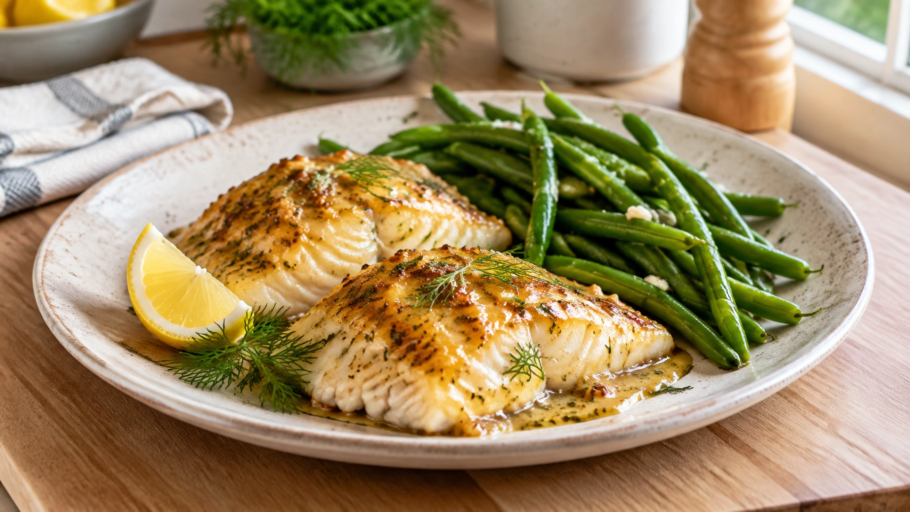 15-Minute Honey Mustard Haddock with Green Beans