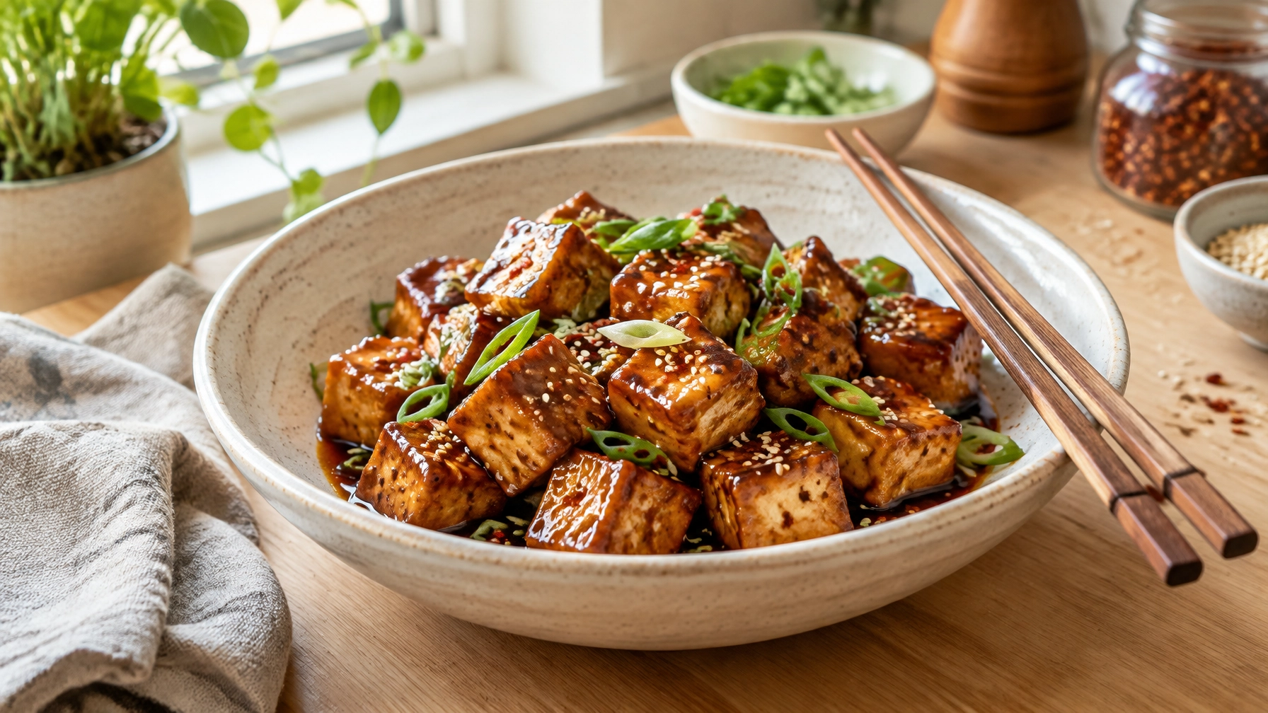 15-Minute Honey Soy Glazed Tofu