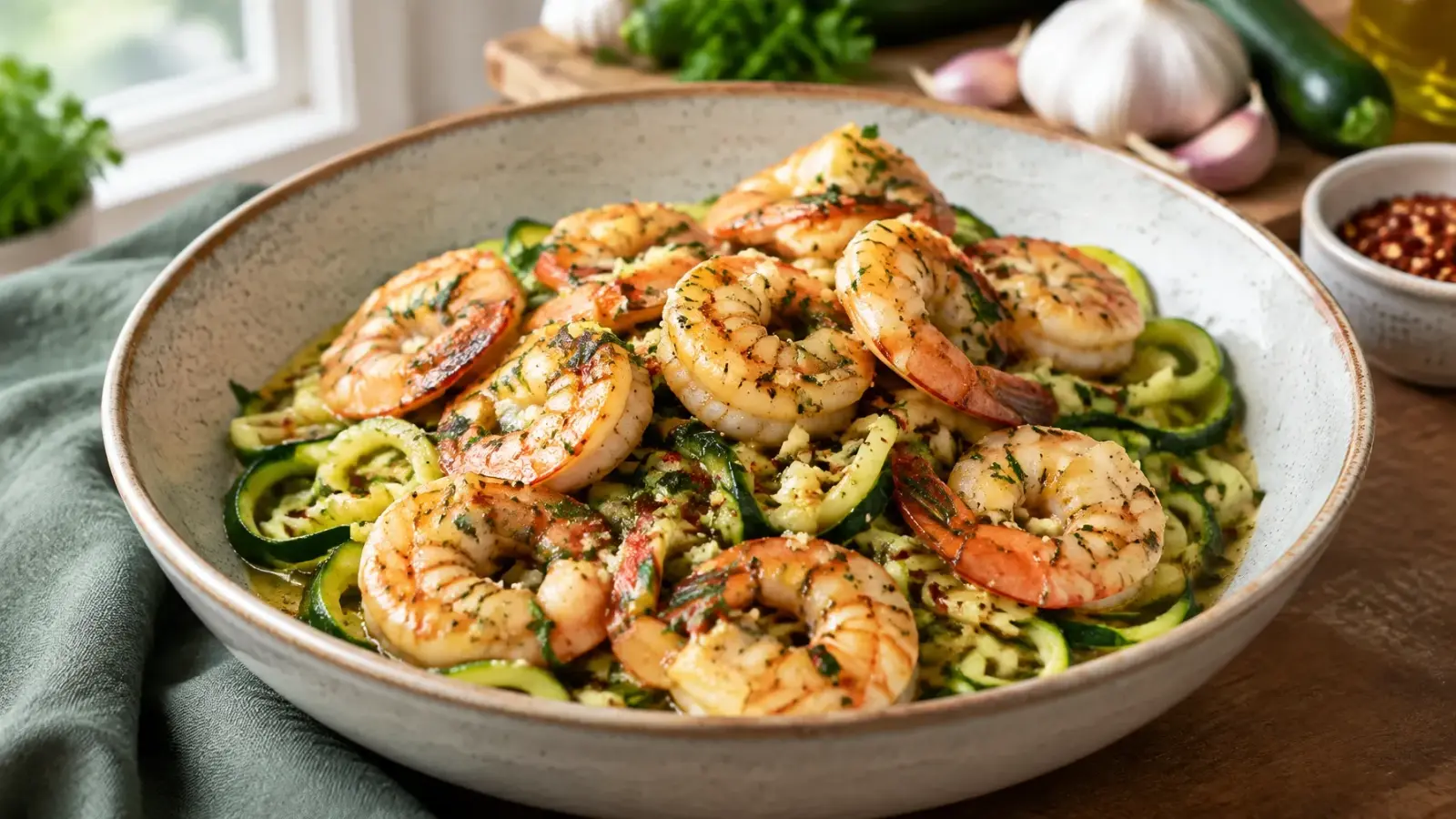15-Minute Keto Garlic Butter Shrimp over Zoodles