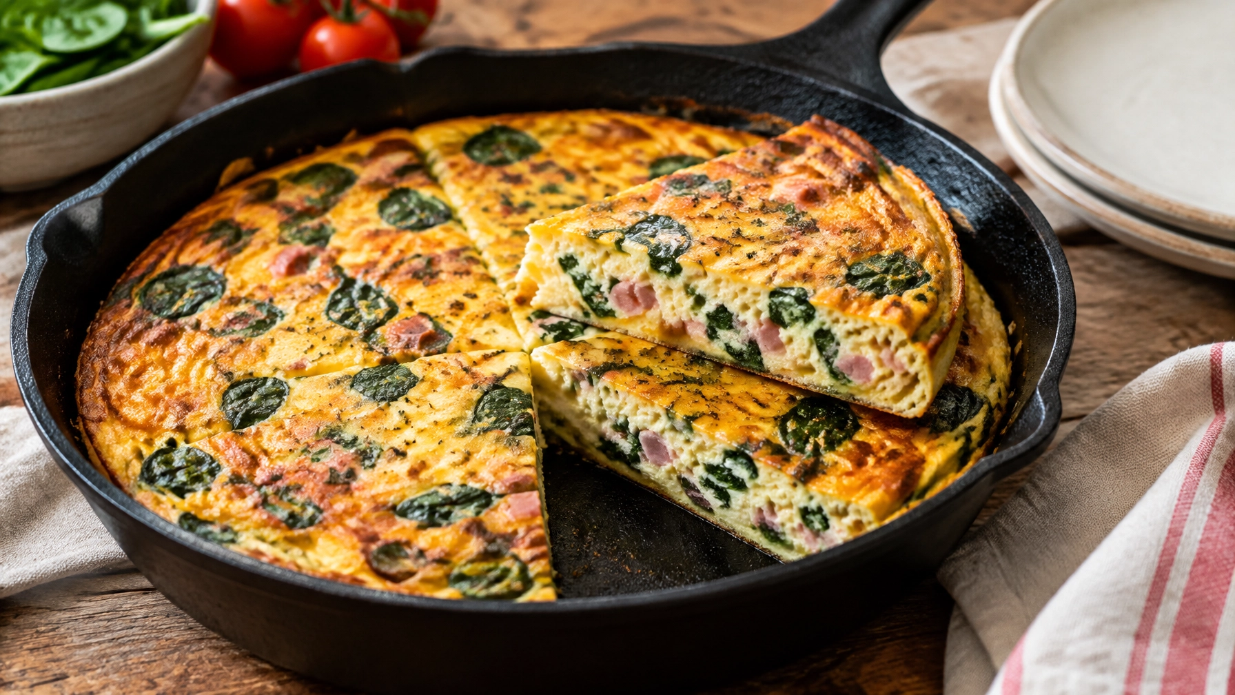 15-Minute Keto Ham and Spinach Frittata