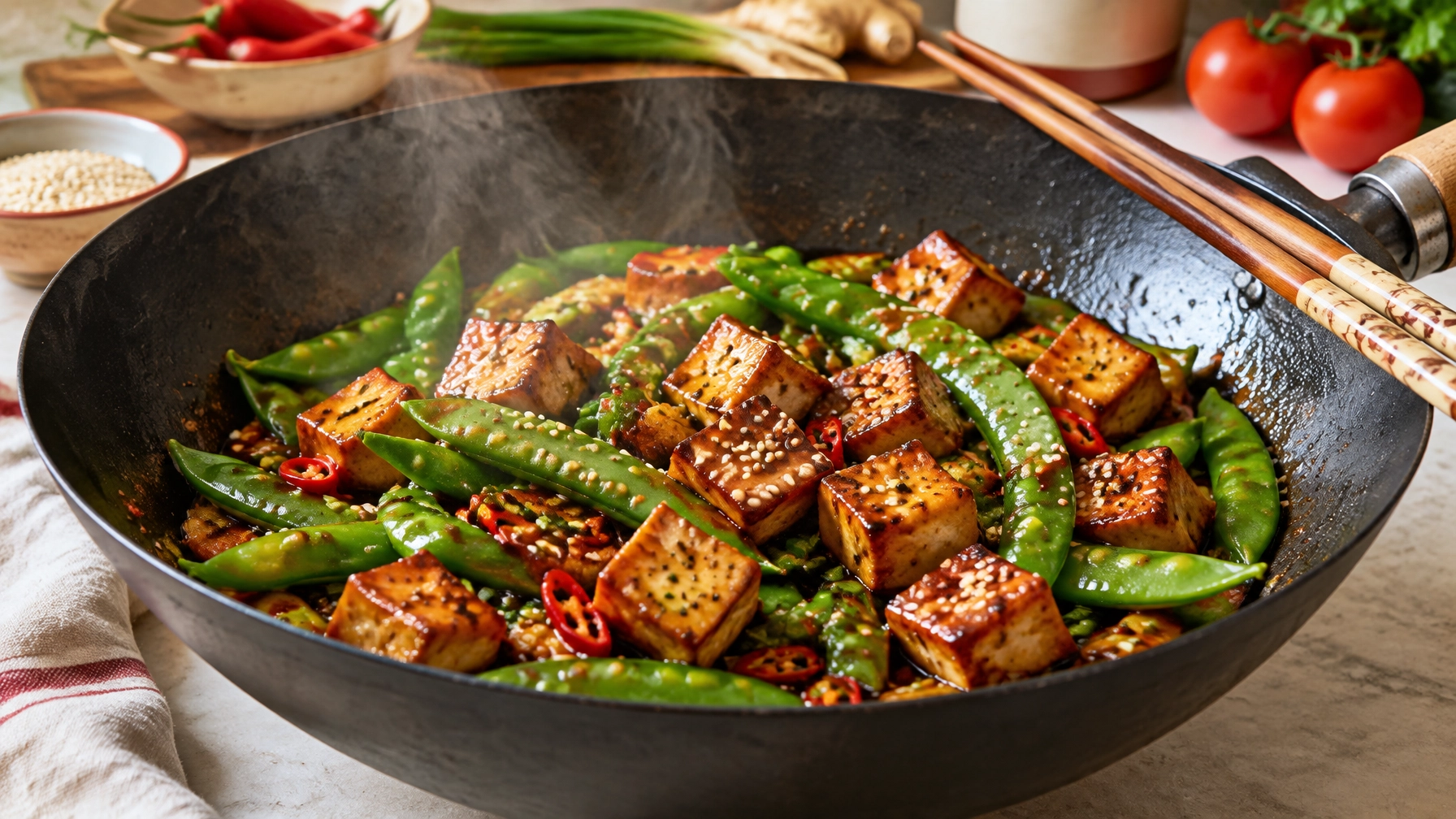 15-Minute Meals: Spicy Teriyaki Tofu and Snap Pea Stir-Fry