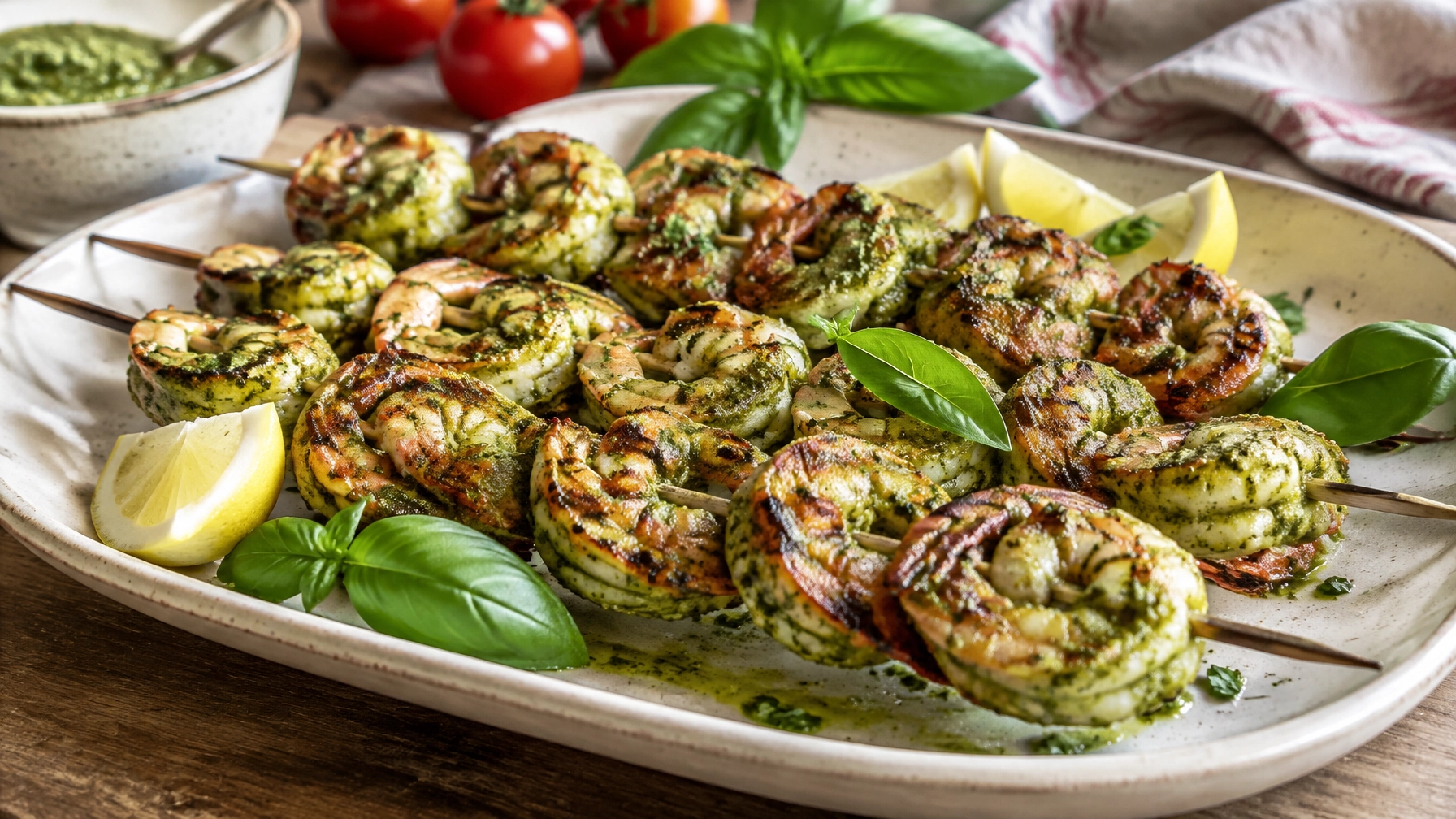 15-Minute Pesto Shrimp Skewers