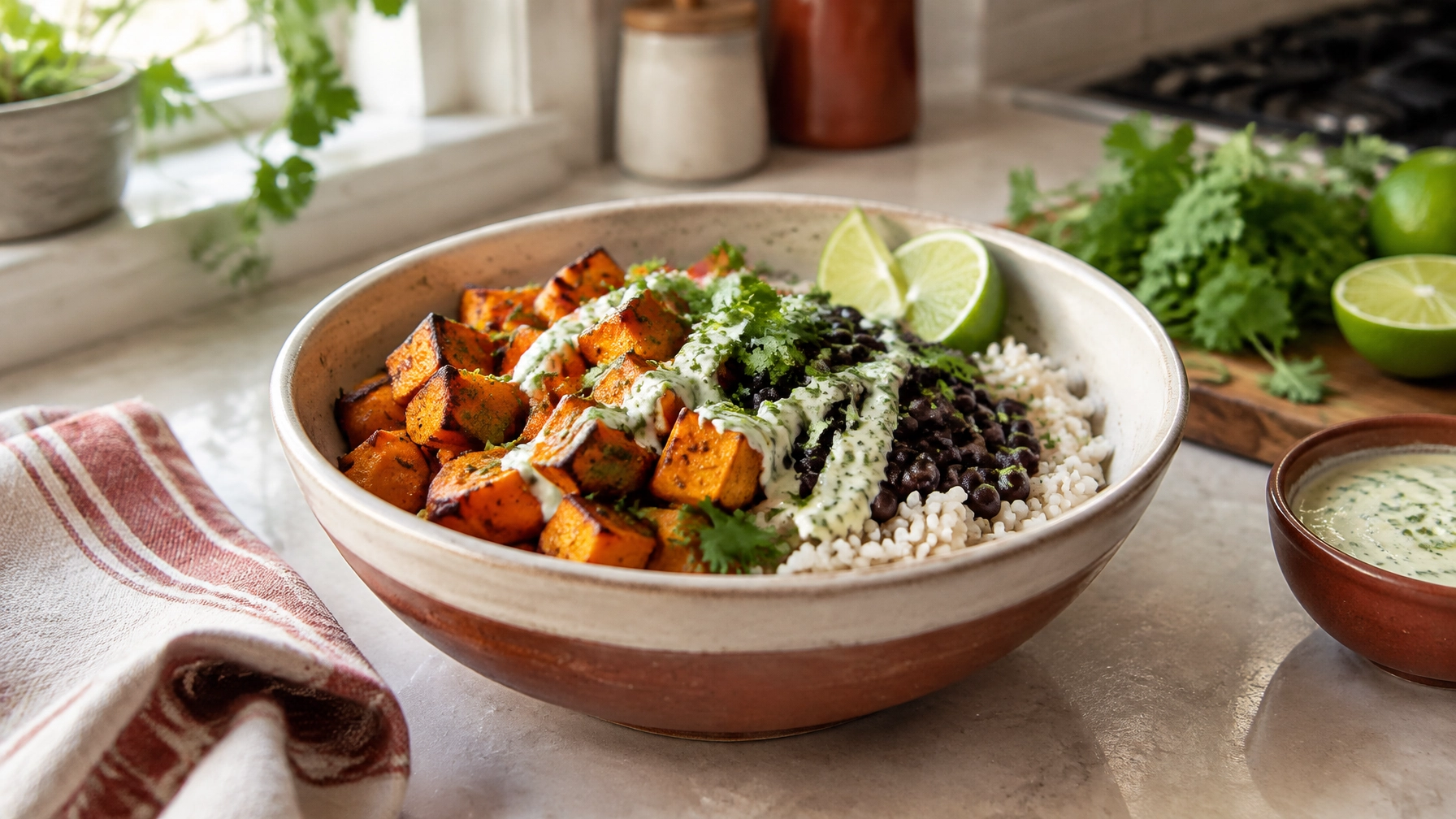 Budget-Friendly Roasted Sweet Potato and Black Bean Bowls