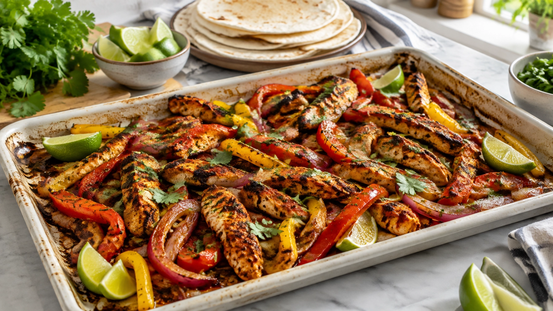 Easy Dinner Recipes: Sheet Pan Chili Lime Chicken Fajitas