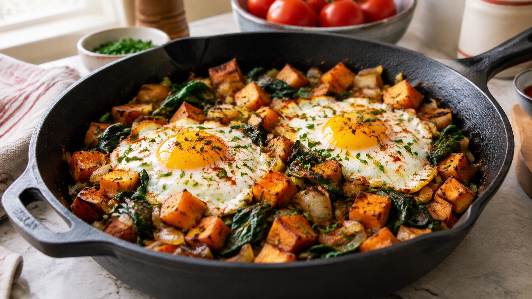 Easy Healthy Breakfasts: Savory Sweet Potato and Egg Hash