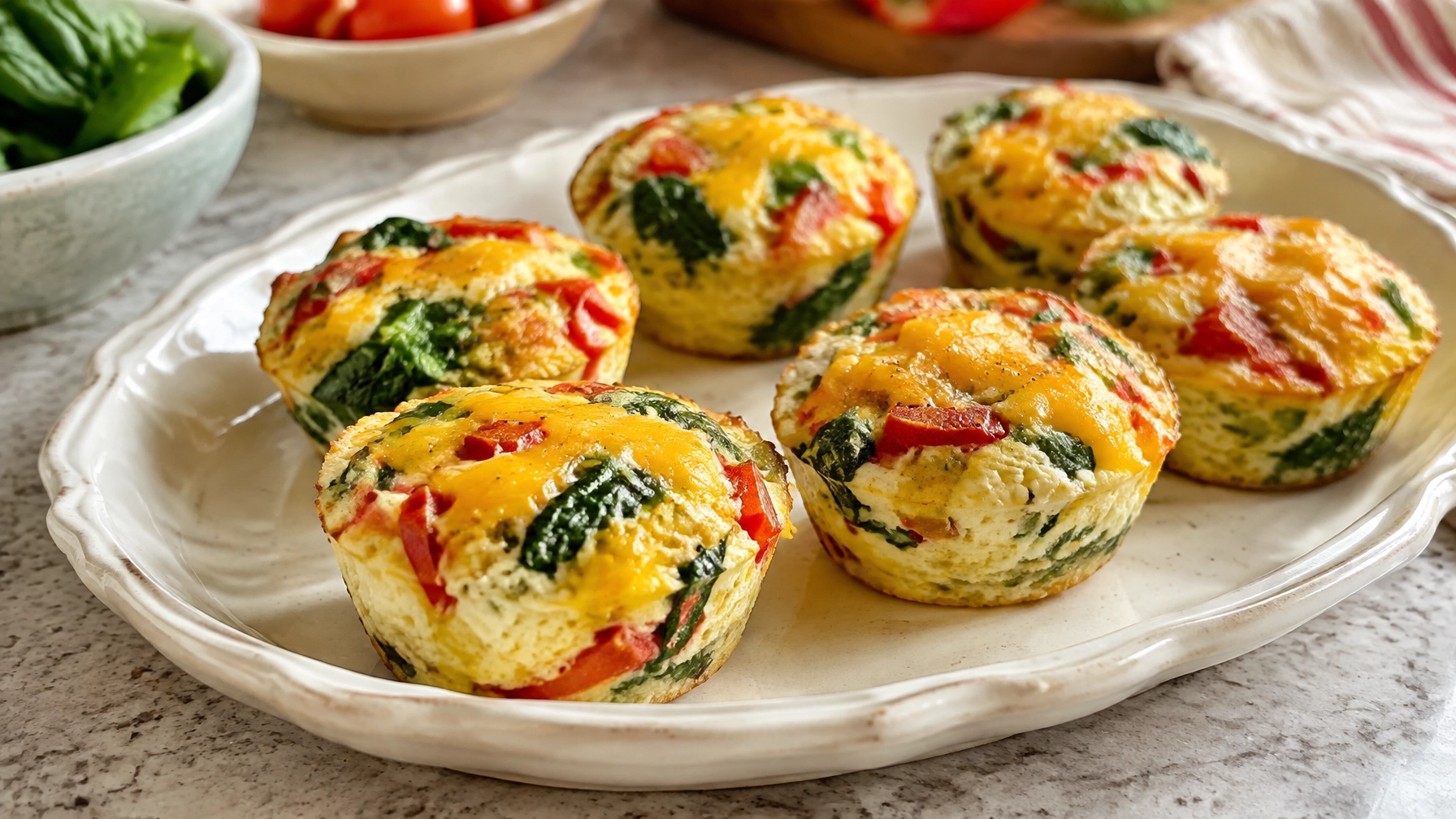 Easy Healthy Breakfasts: Veggie and Cheddar Egg White Frittata Muffins
