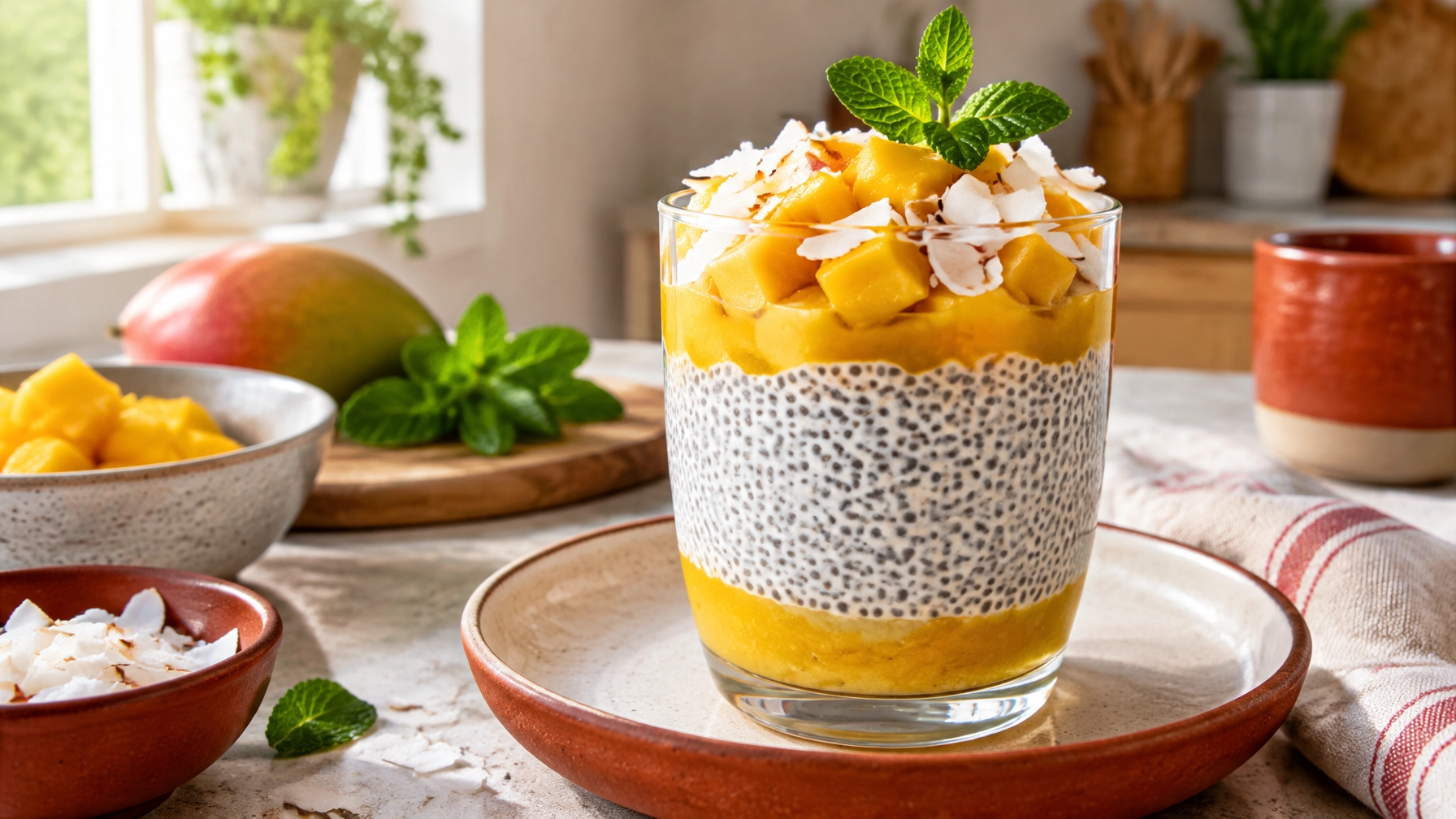 Easy Healthy Overnight Chia Pudding with Mango
