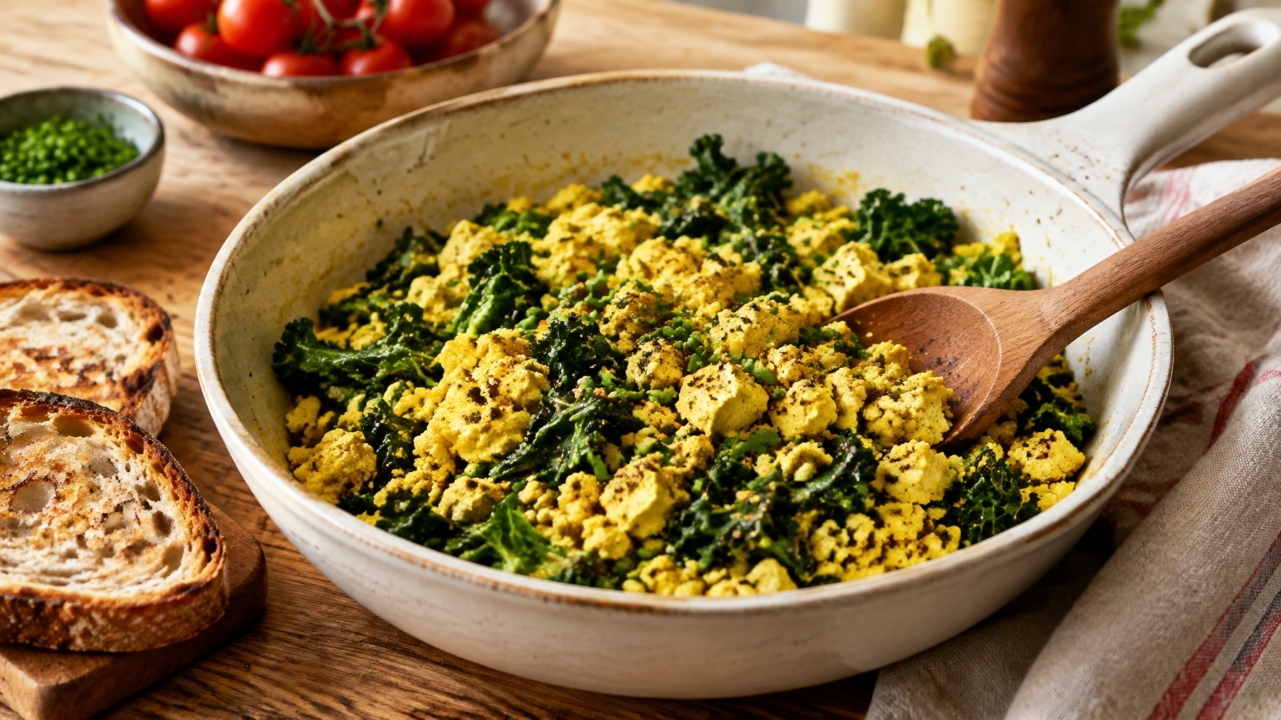 Easy Healthy Scrambled Tofu with Kale