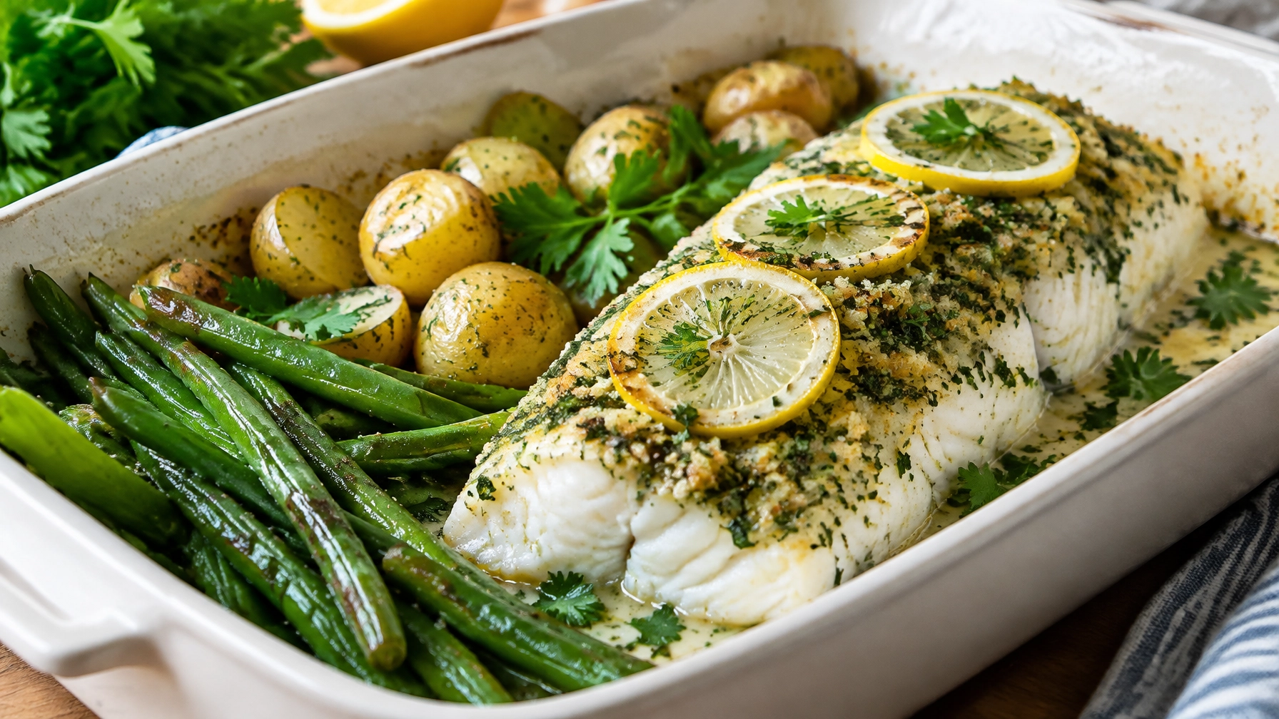 Healthy Weeknight Baked Lemon Herb Cod