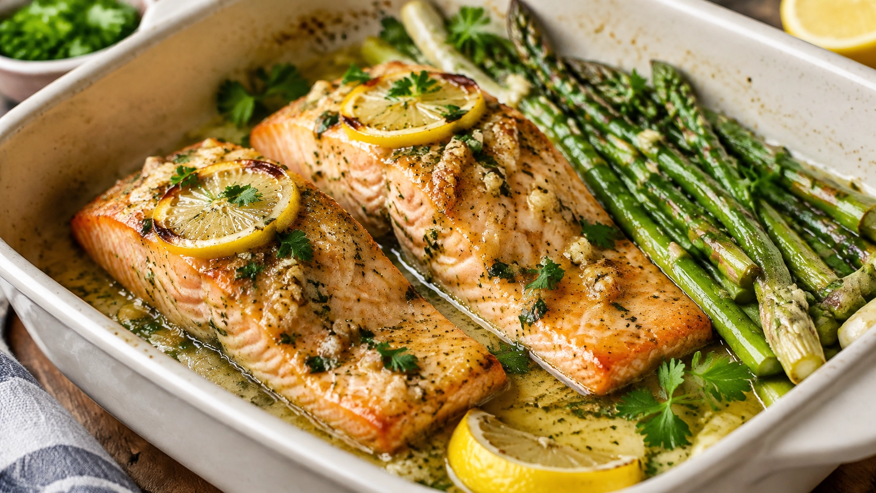 Healthy Weeknight Baked Salmon with Garlic Butter