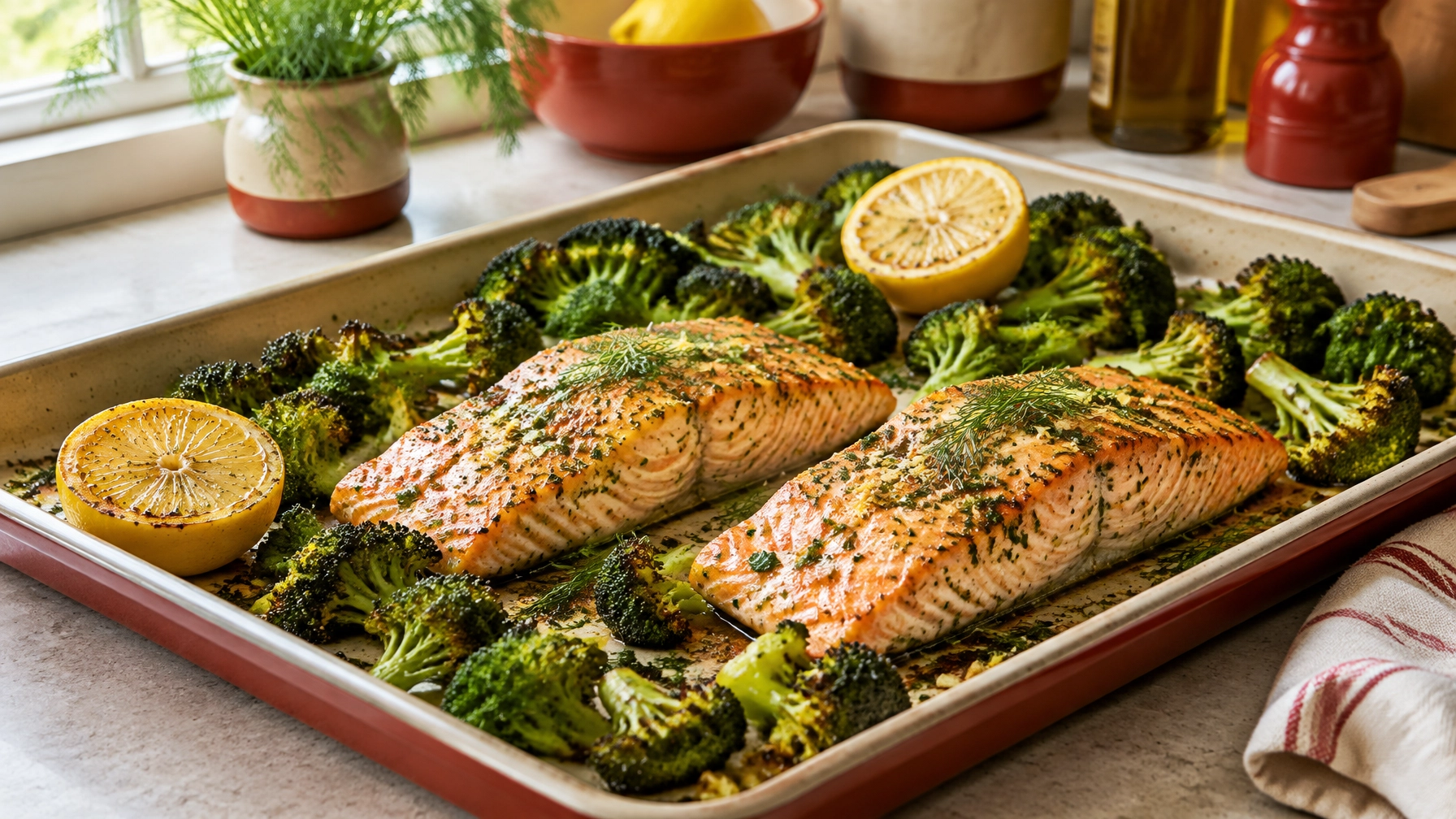 Healthy Weeknight Sheet Pan Lemon Herb Salmon