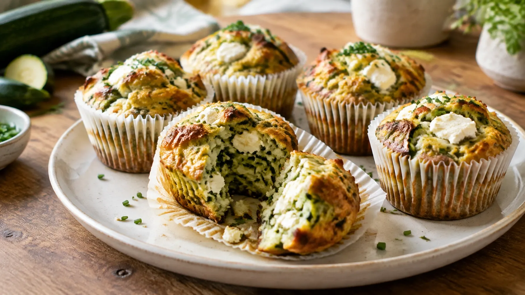 Keto Zucchini & Goat Cheese Breakfast Muffins