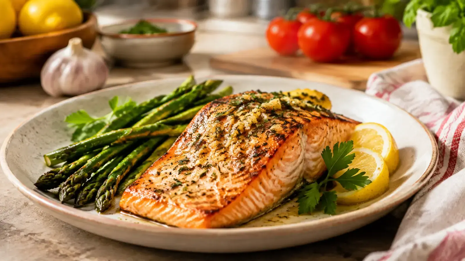 Lemon Garlic Salmon Asparagus