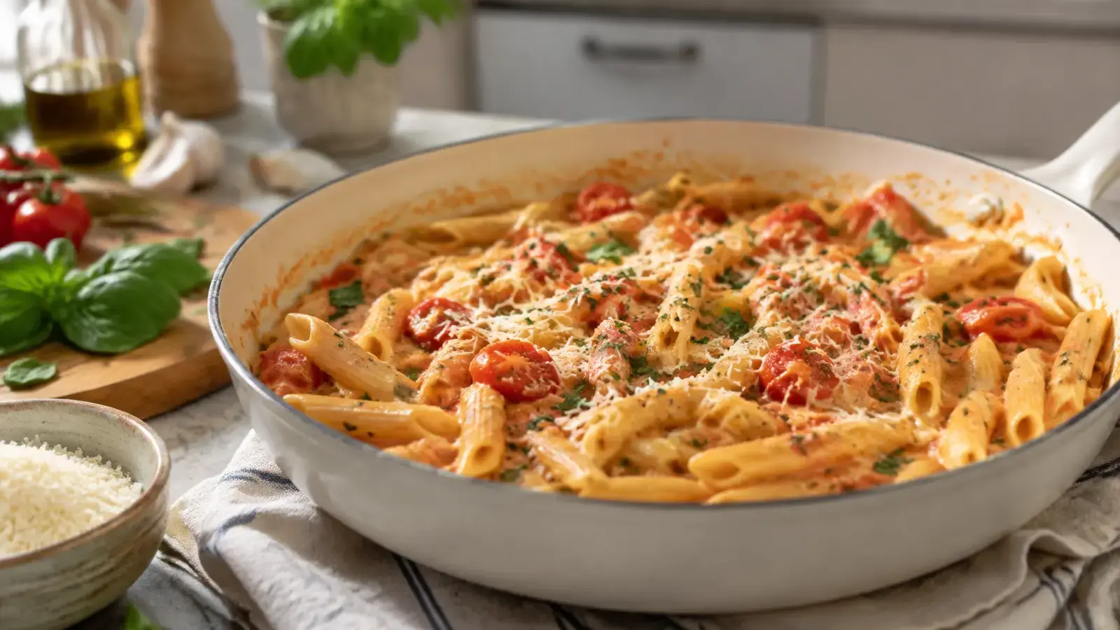 One-Pan Creamy Garlic Parmesan Pasta: The Starch Emulsion Secret