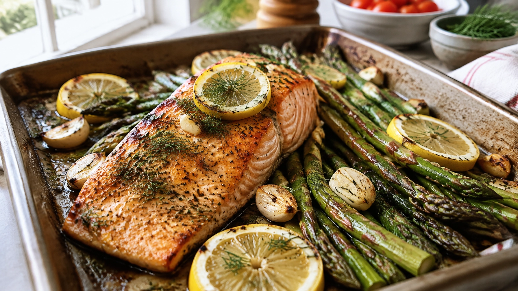 One-Pan Lemon Garlic Salmon & Asparagus