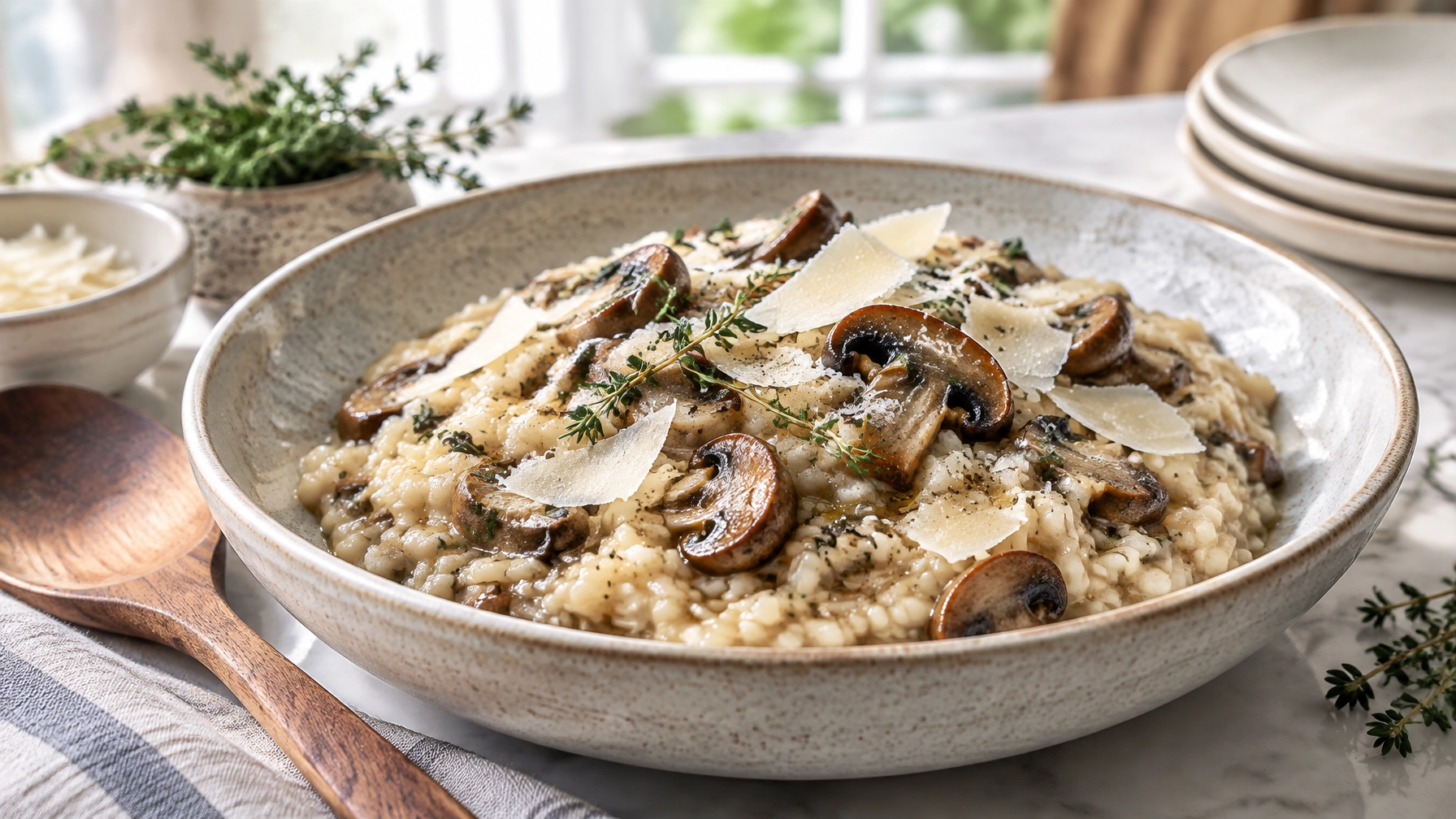 One-Pot Creamy Mushroom and Thyme Risotto