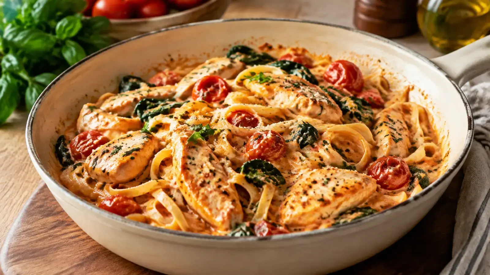 One-Pot Creamy Tuscan Chicken Pasta