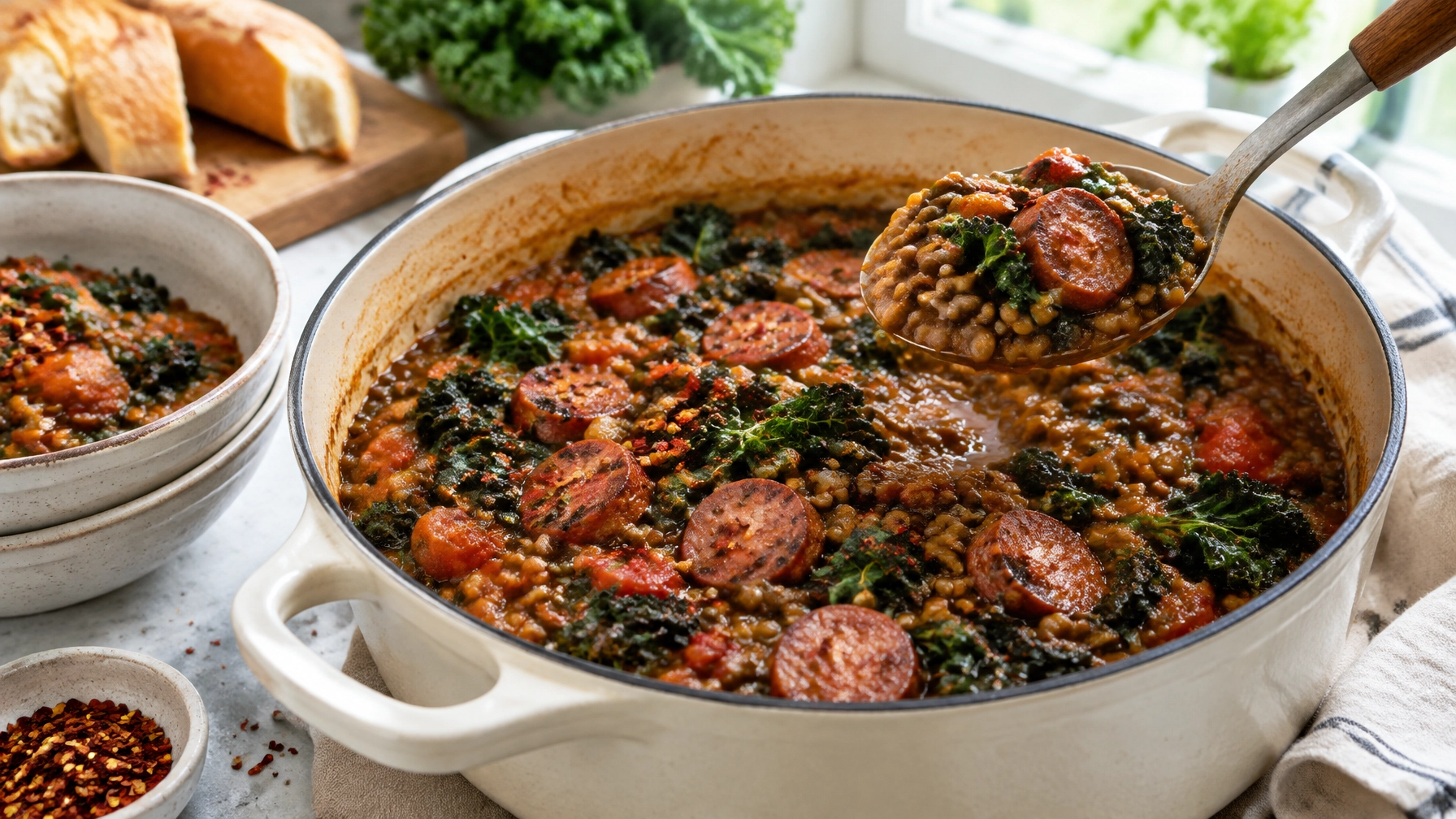 One-Pot Spicy Sausage and Lentil Stew