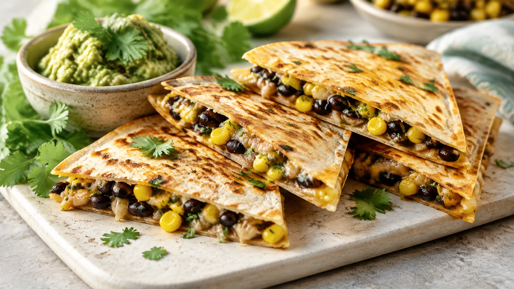 Plant-Based 15-Minute Black Bean & Corn Quesadillas
