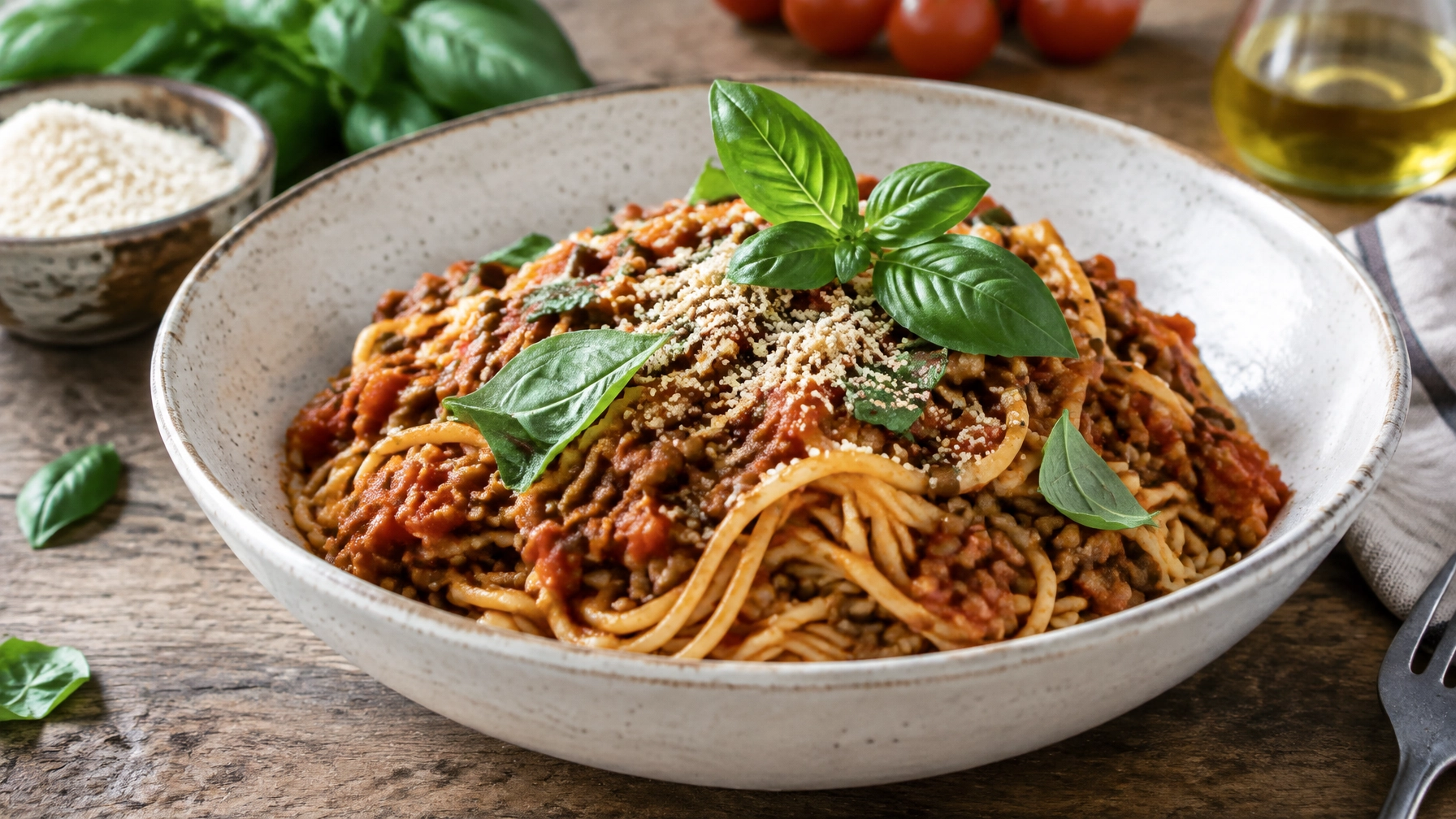Plant-Based 15-Minute Lentil Bolognese (Yes, it’s possible!)