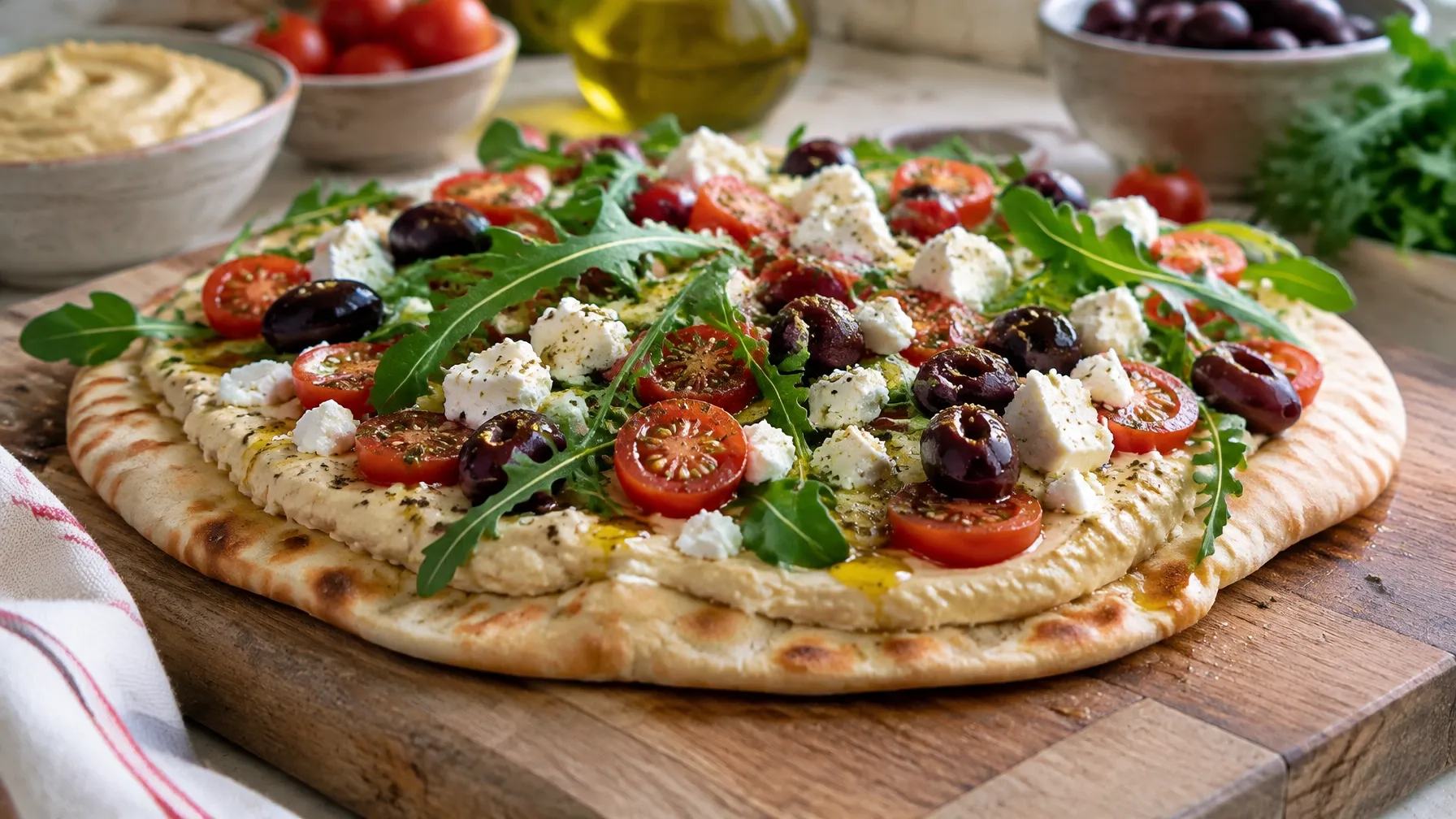 Plant-Based 15-Minute Mediterranean Flatbread