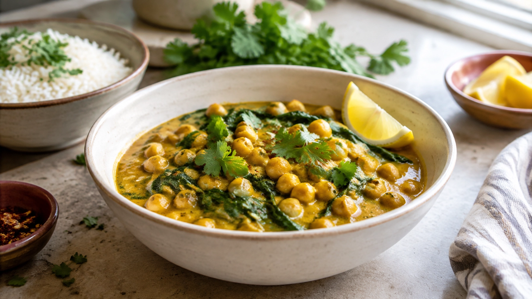 Plant-Based Chickpea and Spinach Curry in 15 Minutes: Minimalist & Soulful