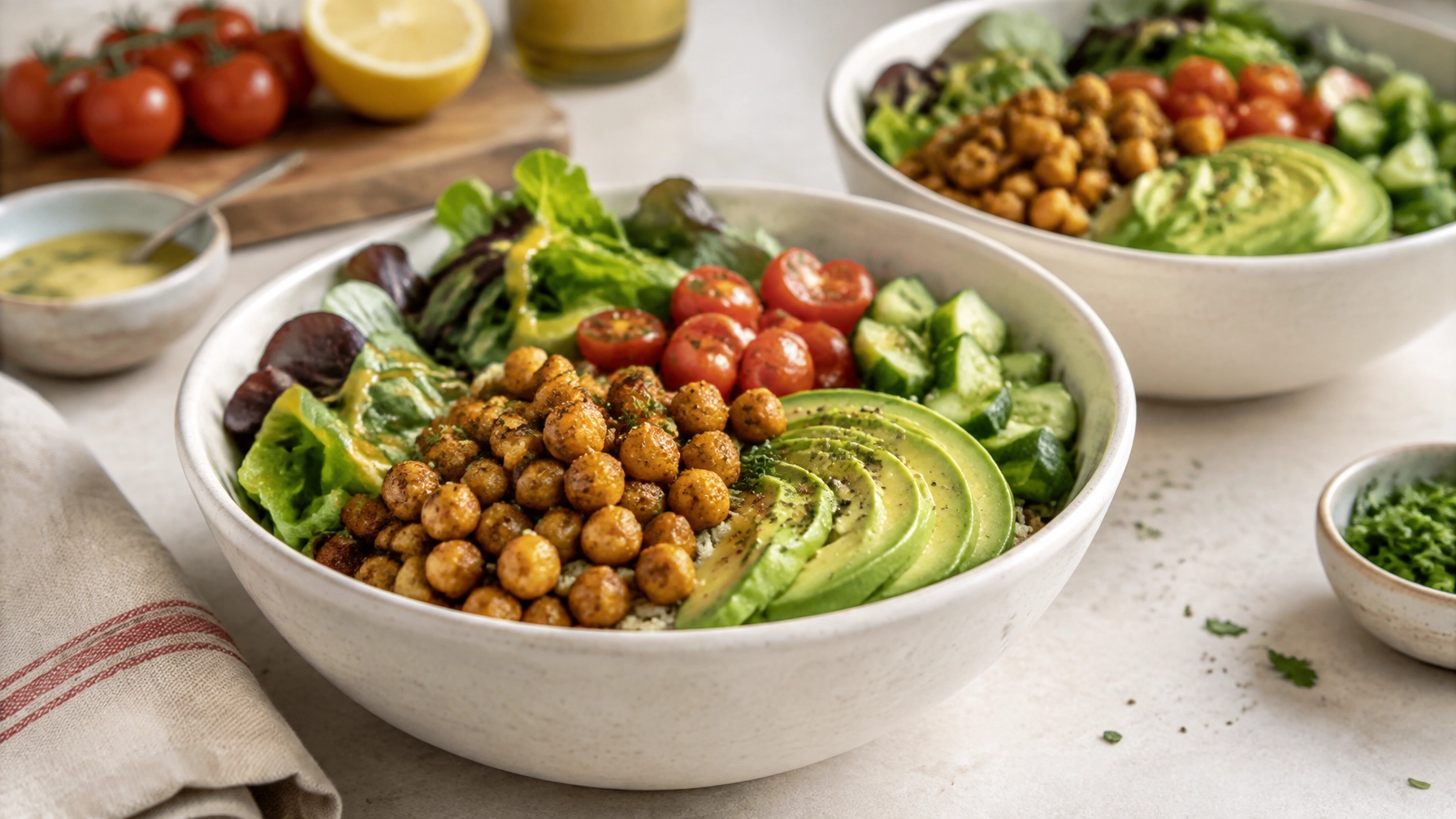 Plant-Based Roasted Chickpea and Avocado Buddha Bowls
