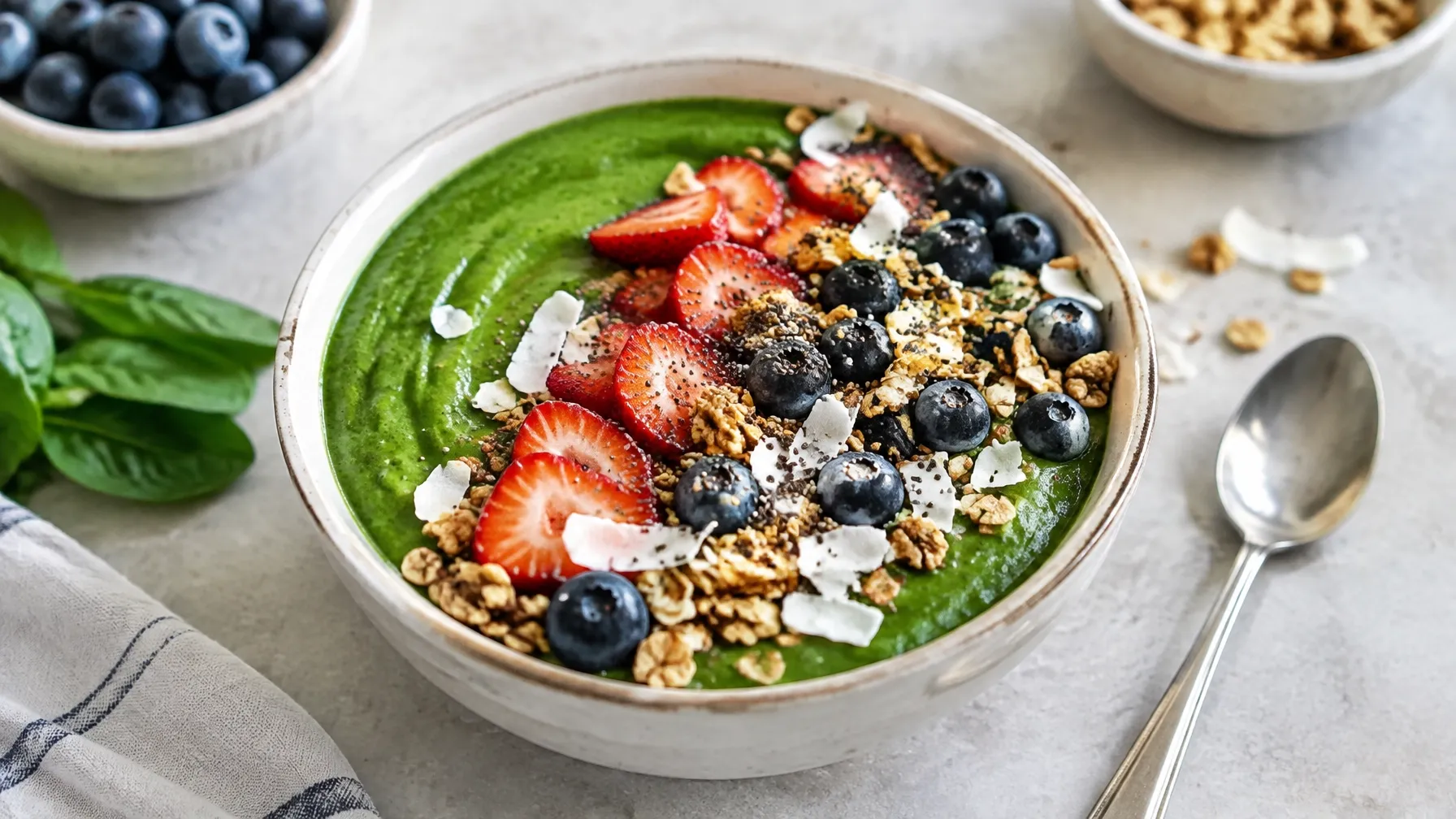 Quick Healthy 15-Minute Berry & Spinach Smoothie Bowl