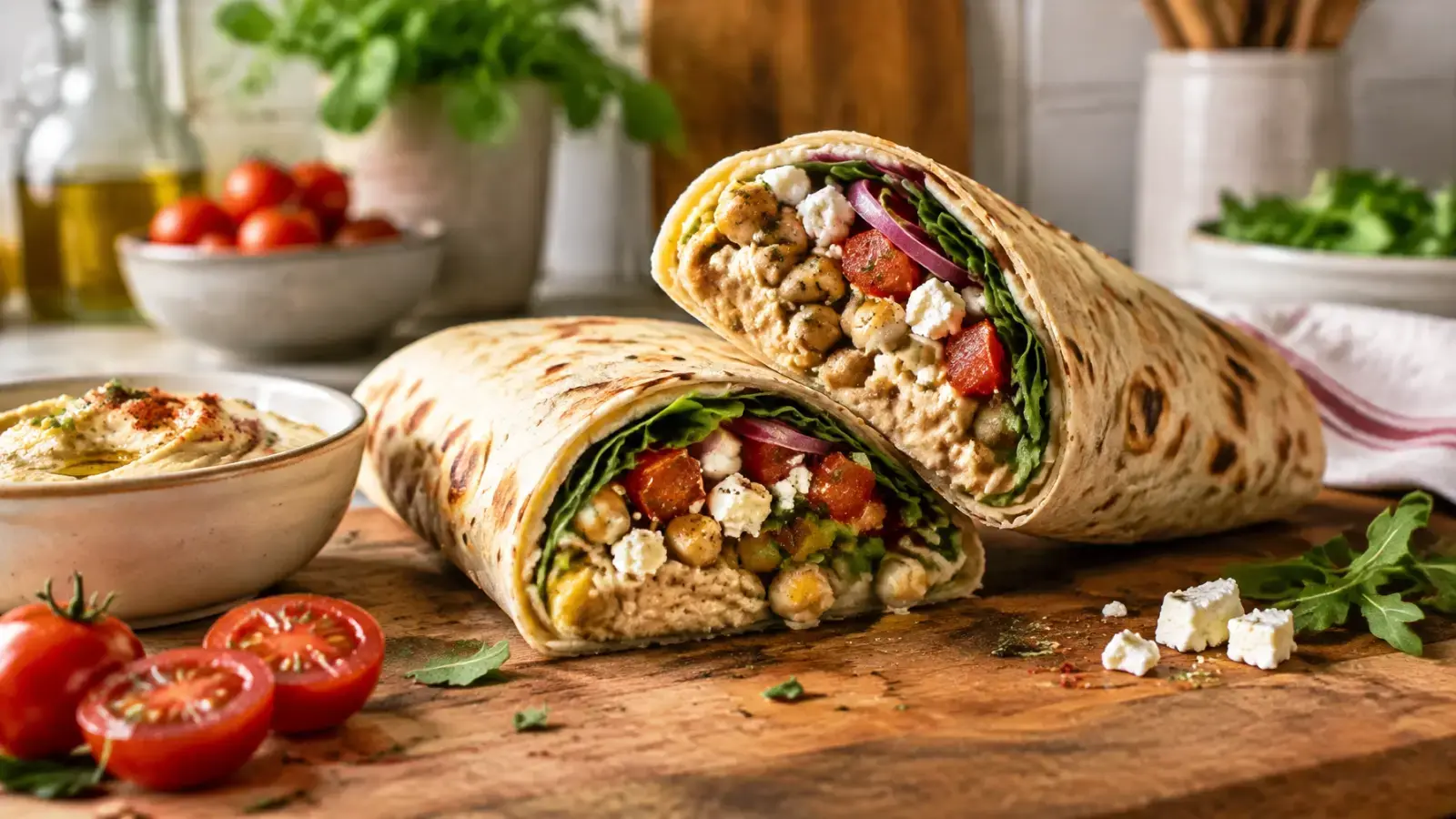 Quick Healthy Meals: 15-Minute Mediterranean Chickpea and Feta Wraps
