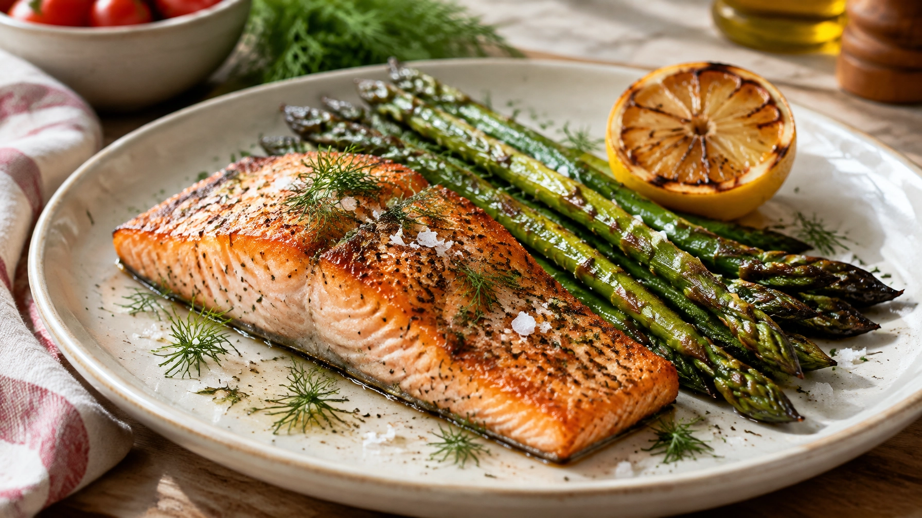 Roasted Salmon with Asparagus and Lemon
