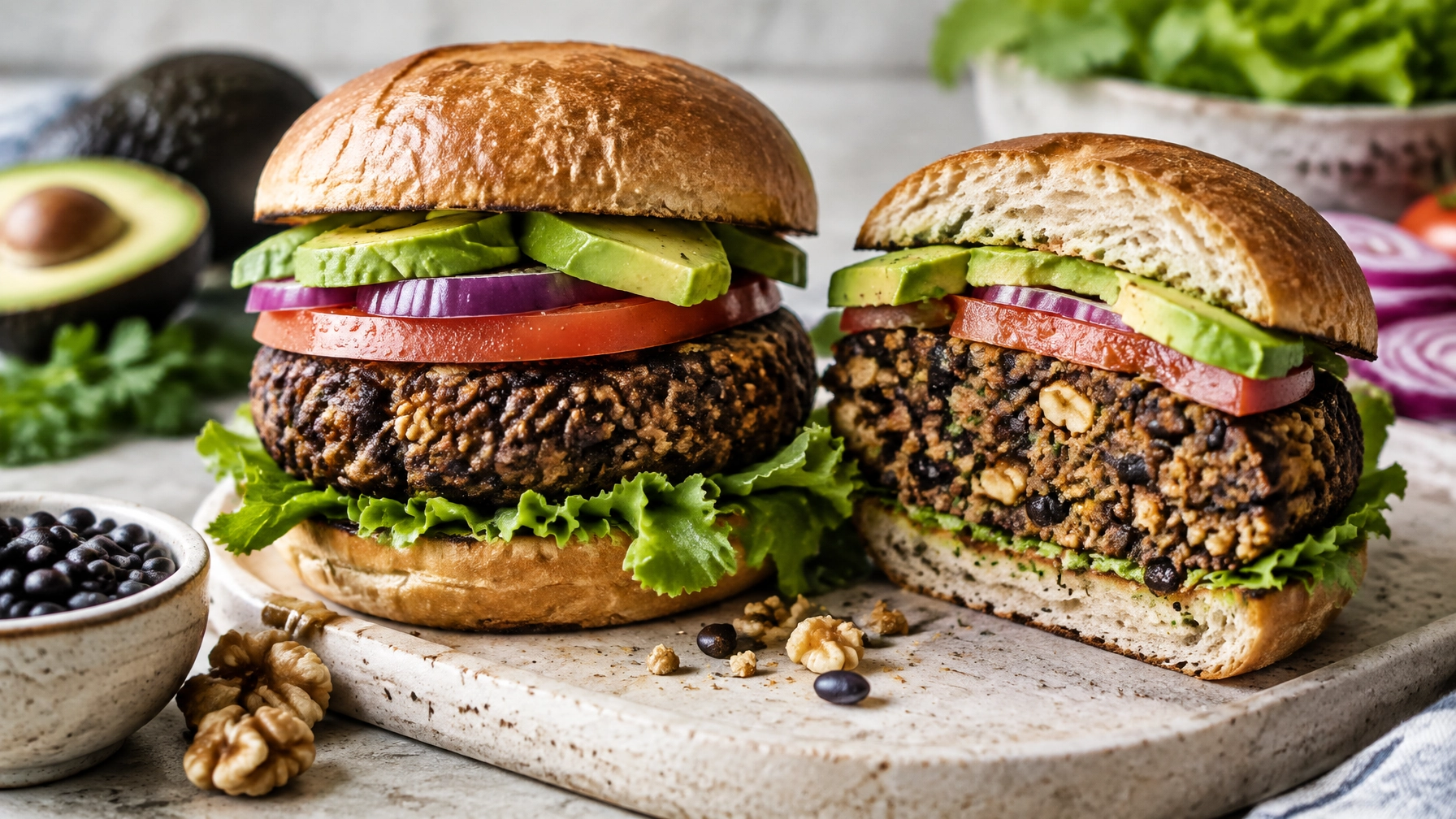 Vegan Black Bean and Walnut Burgers