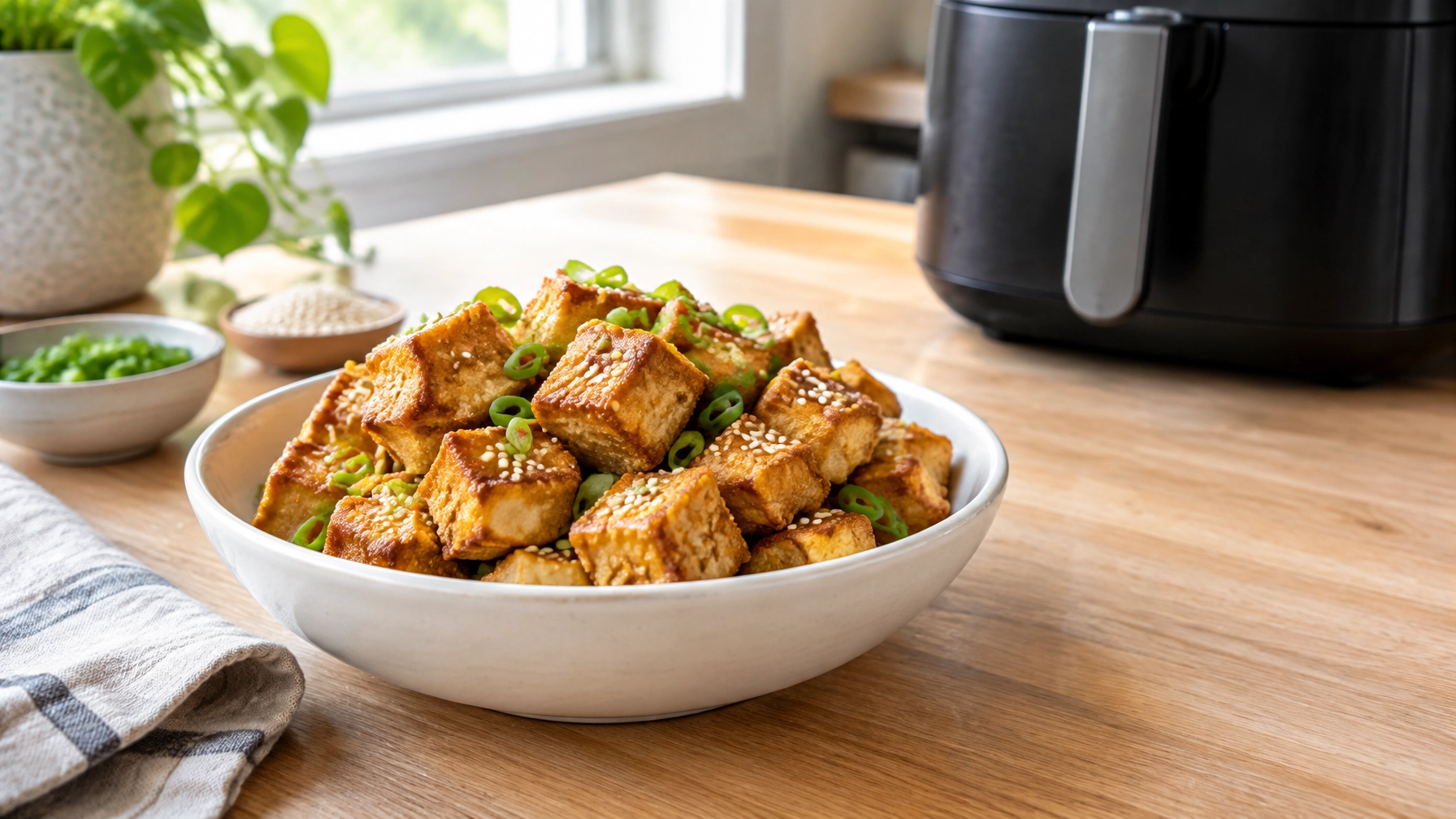 Air Fryer Crispy Tofu (Vegan, 20 Minutes)