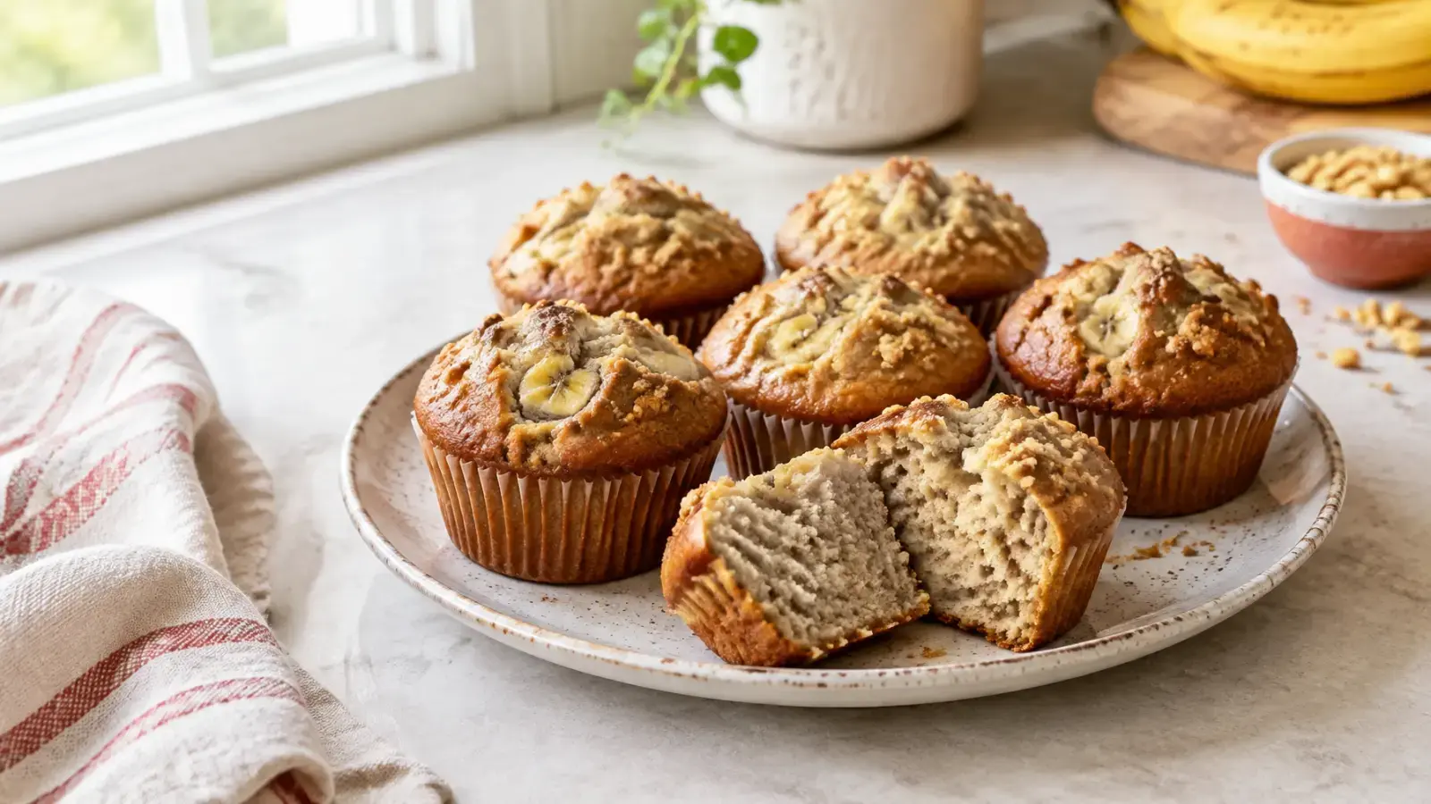 Peanut Butter Banana Muffins (Healthy & Moist)