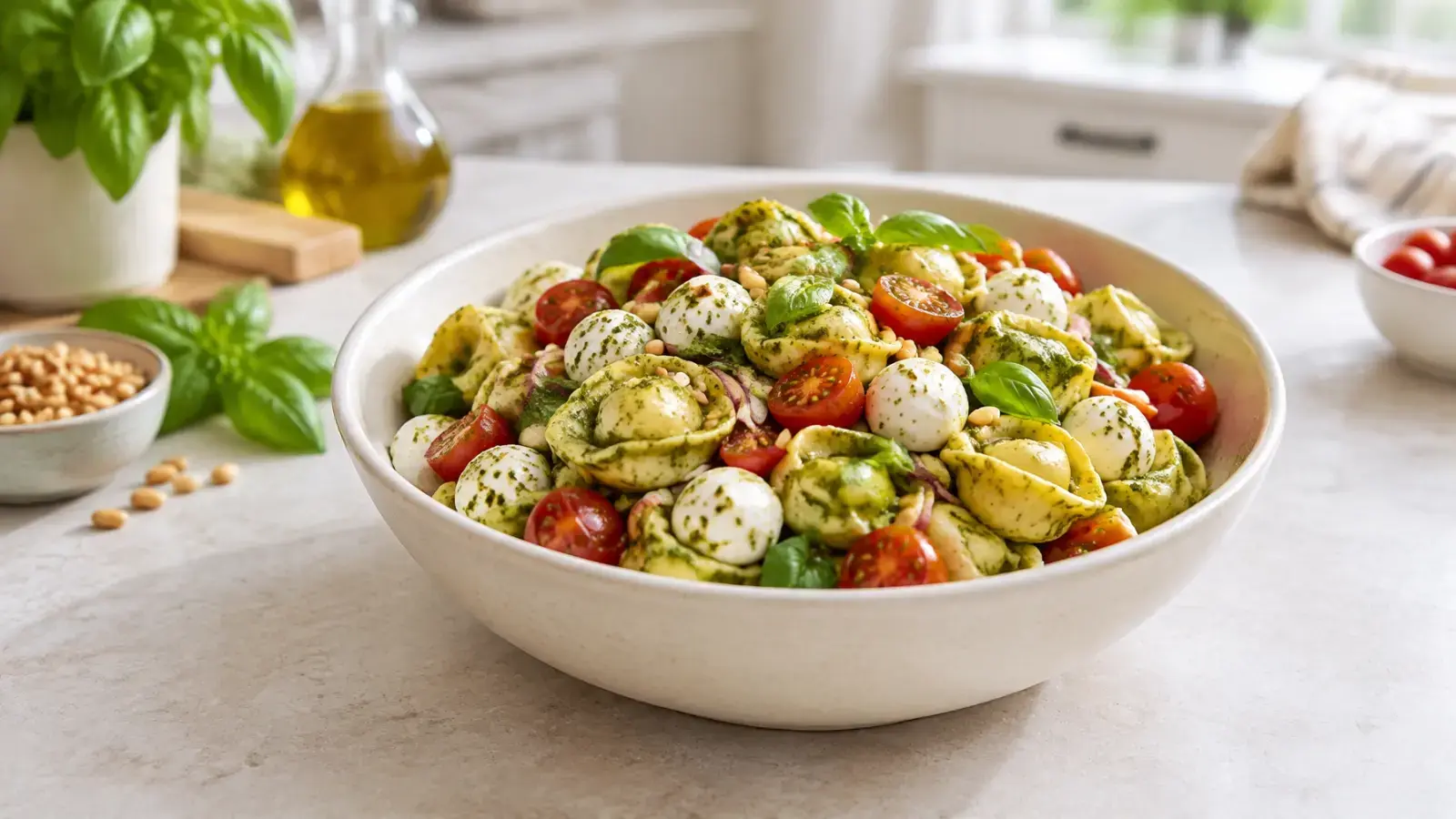 Easy Pesto Tortellini Pasta Salad