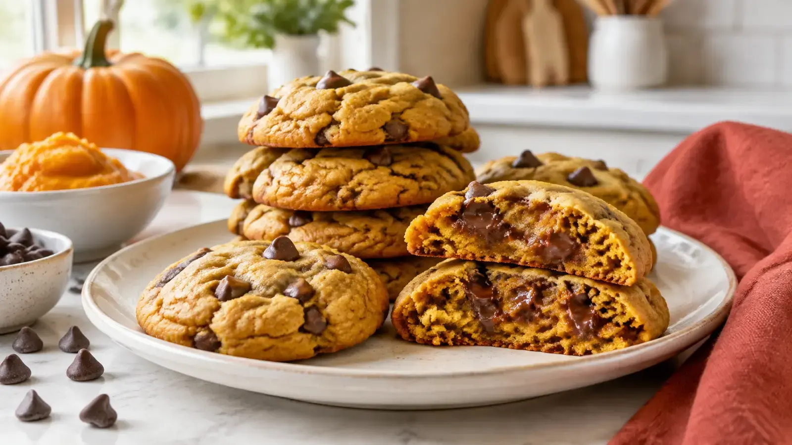 Pumpkin Chocolate Chip Cookies (Soft)