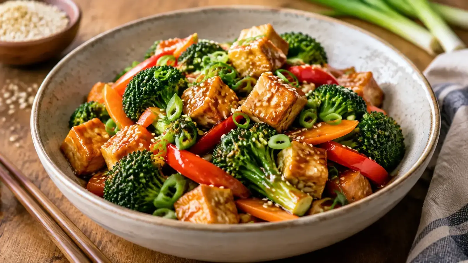 Quick Sesame Ginger Tofu Stir-Fry