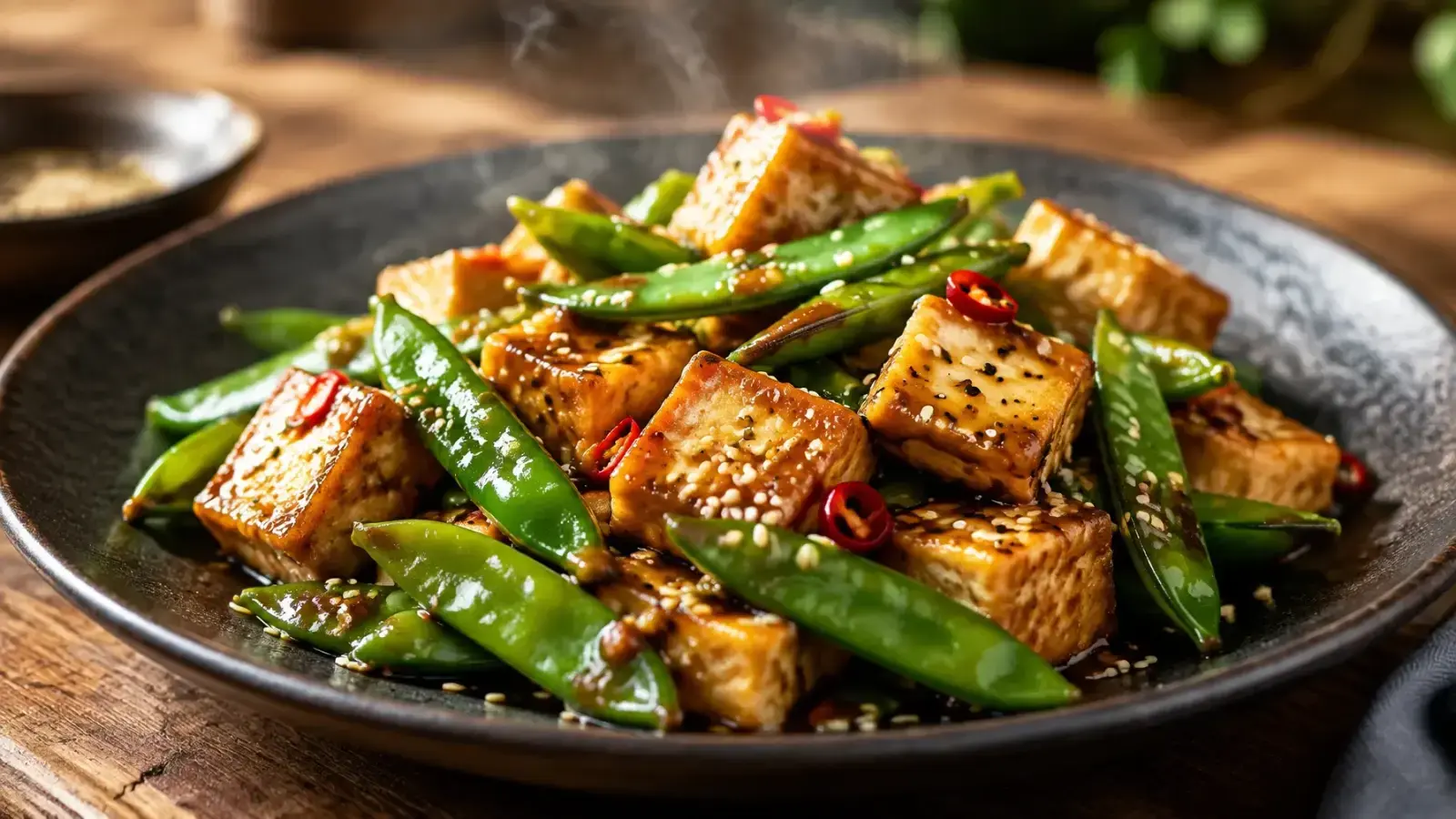 Crispy Tofu & Snap Pea Stir-Fry with Sesame Glaze