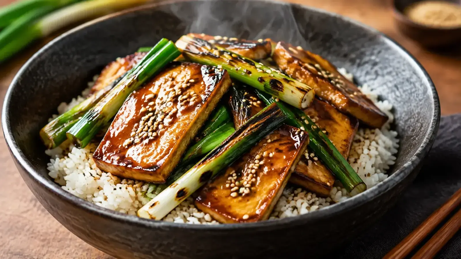 Teriyaki Tofu with Charred Spring Onions