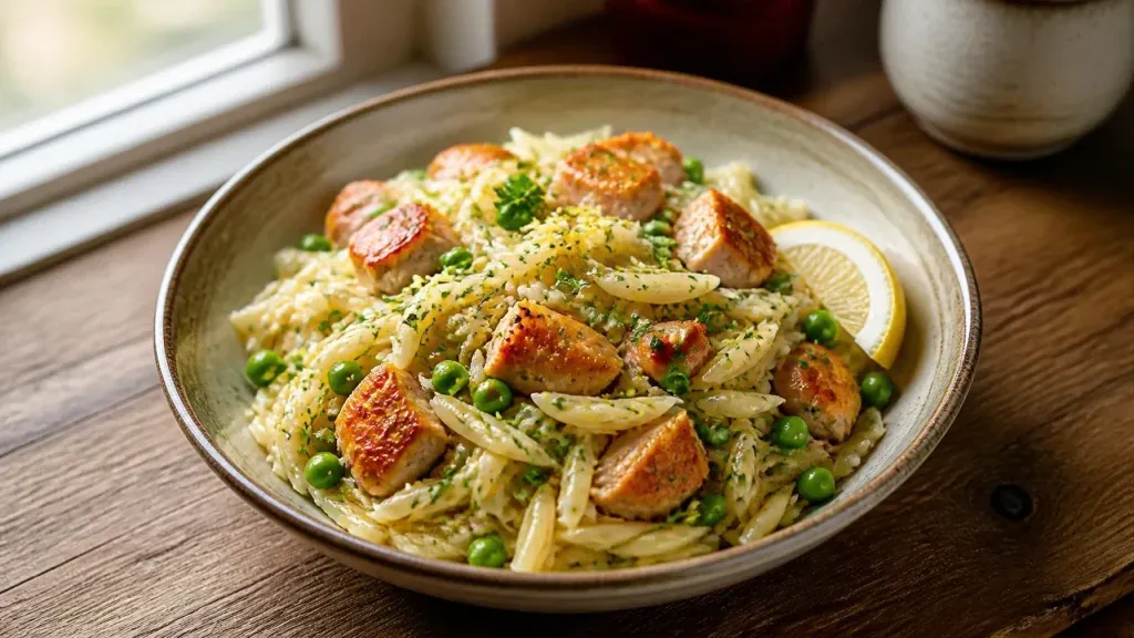 One-Pot Meals: Lemon Herb Orzo with Chicken and Peas