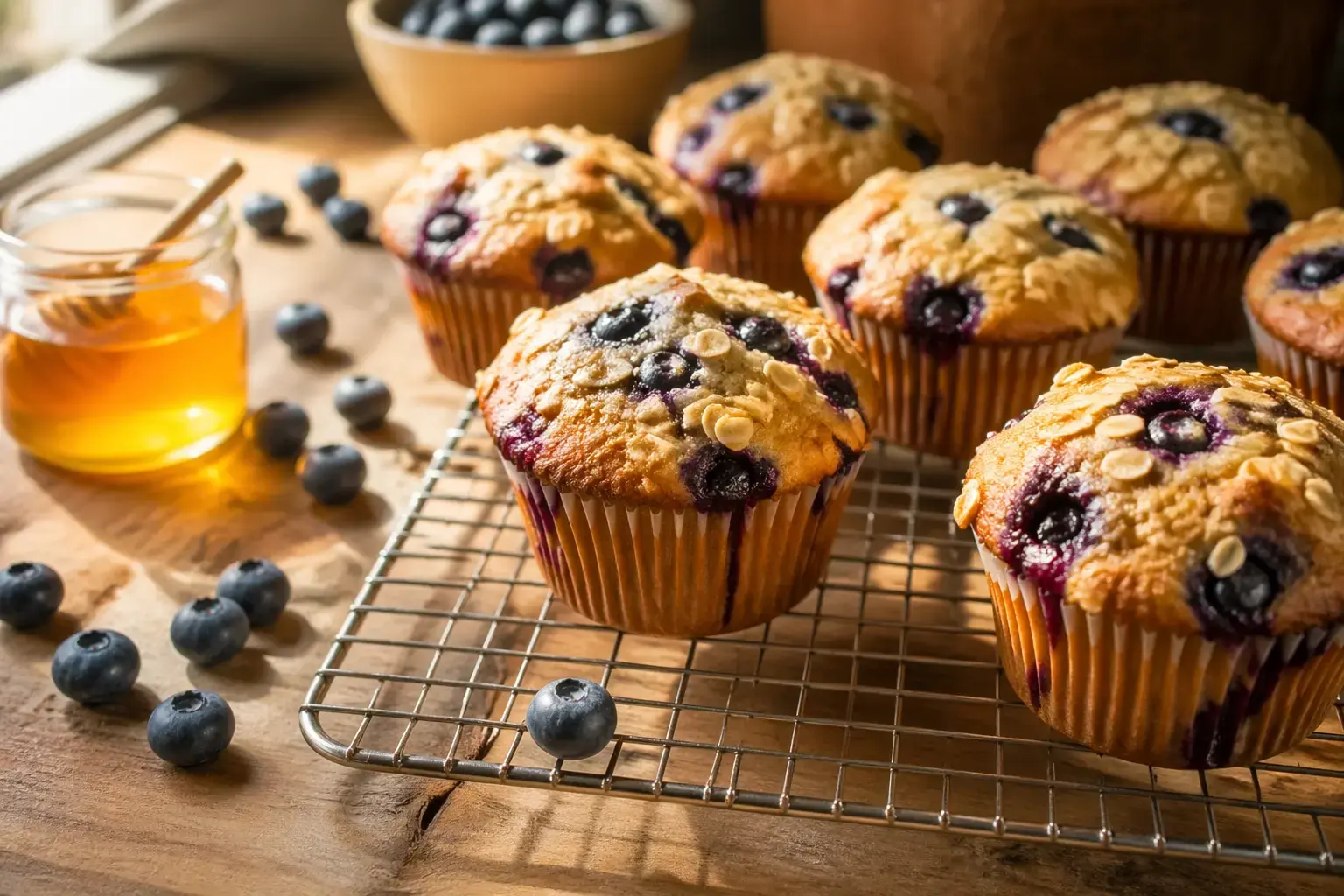 Healthy Blueberry Oatmeal Muffins