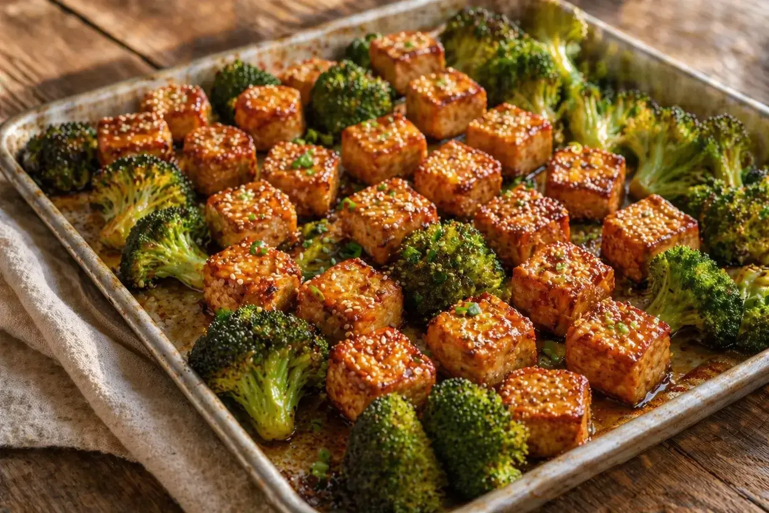 Sheet Pan Tofu and Broccoli with Ginger Glaze