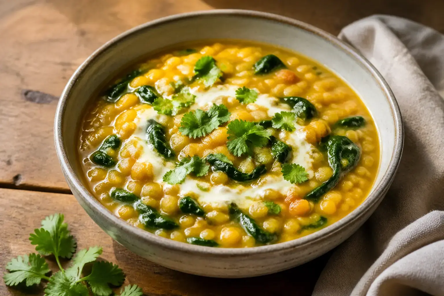Budget-Friendly Red Lentil Dahl with Spinach