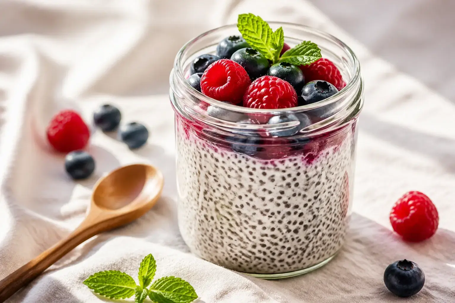 Easy Overnight Chia Pudding with Berries
