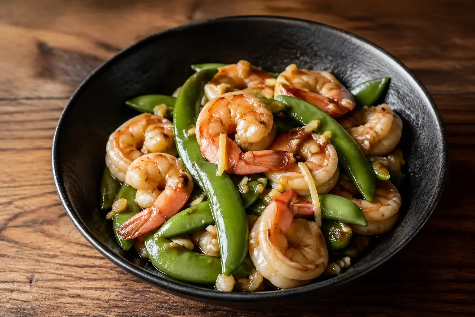 15-Minute Garlic Ginger Shrimp with Snap Peas