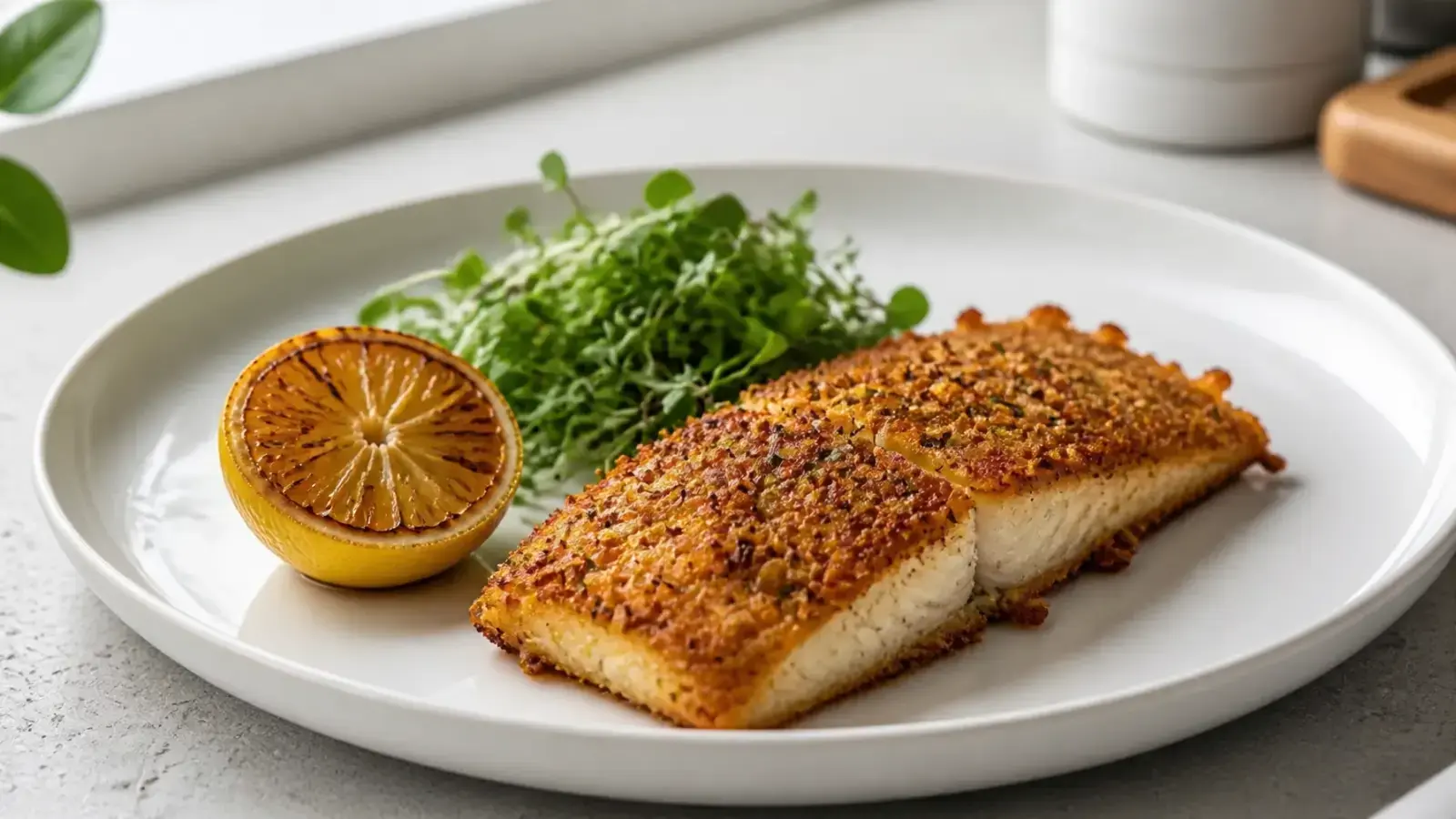 Keto Parmesan Crusted Baked Sea Bass